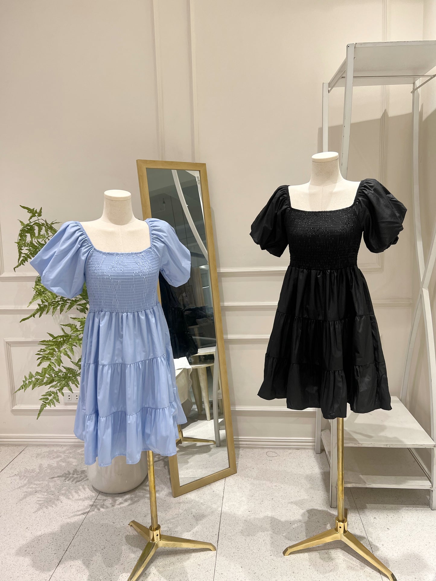 ZANNY Puff Sleeve Tiered Mini Dress