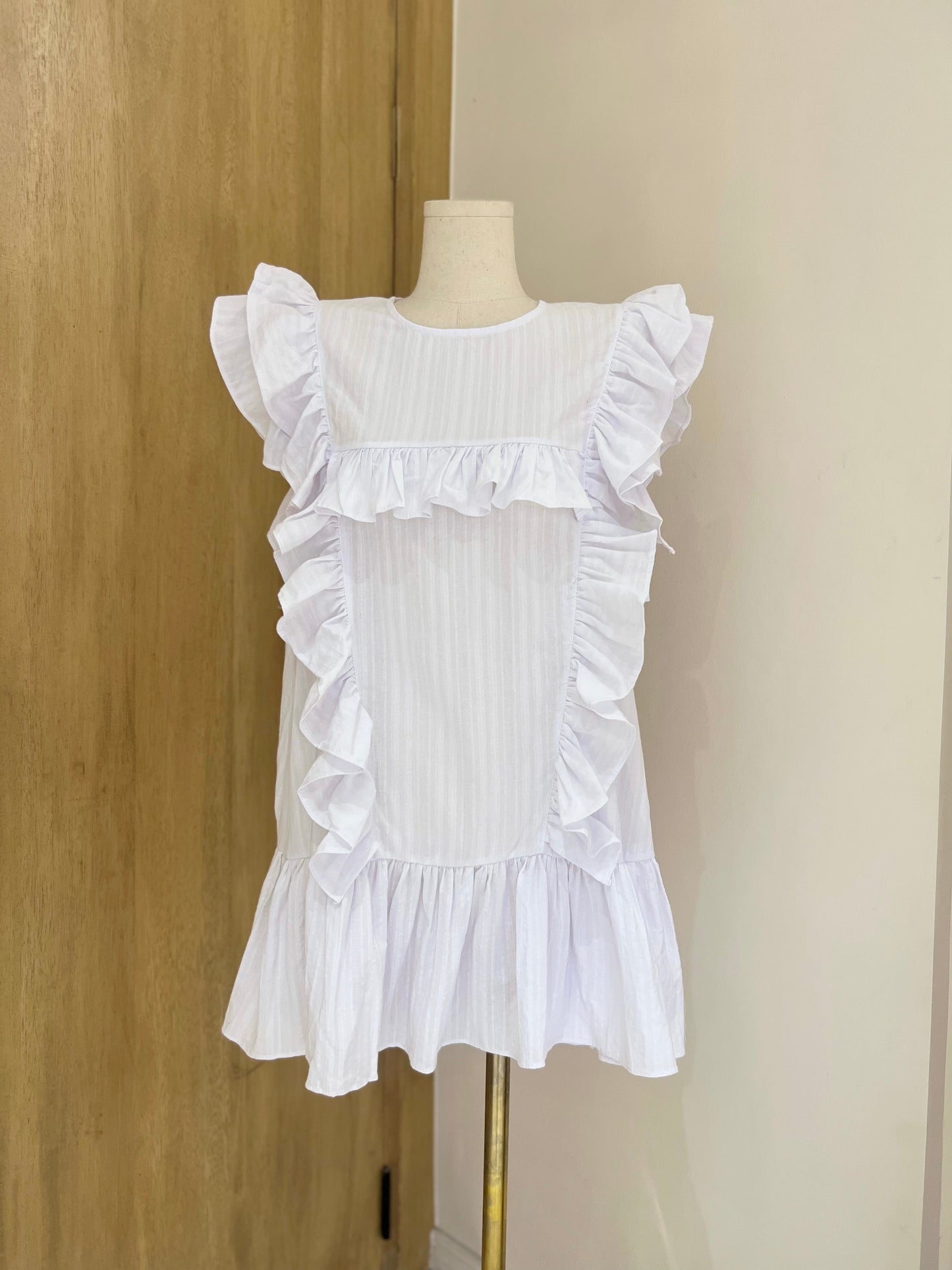 AISLIN Ruffle Tent Dress (WHITE)
