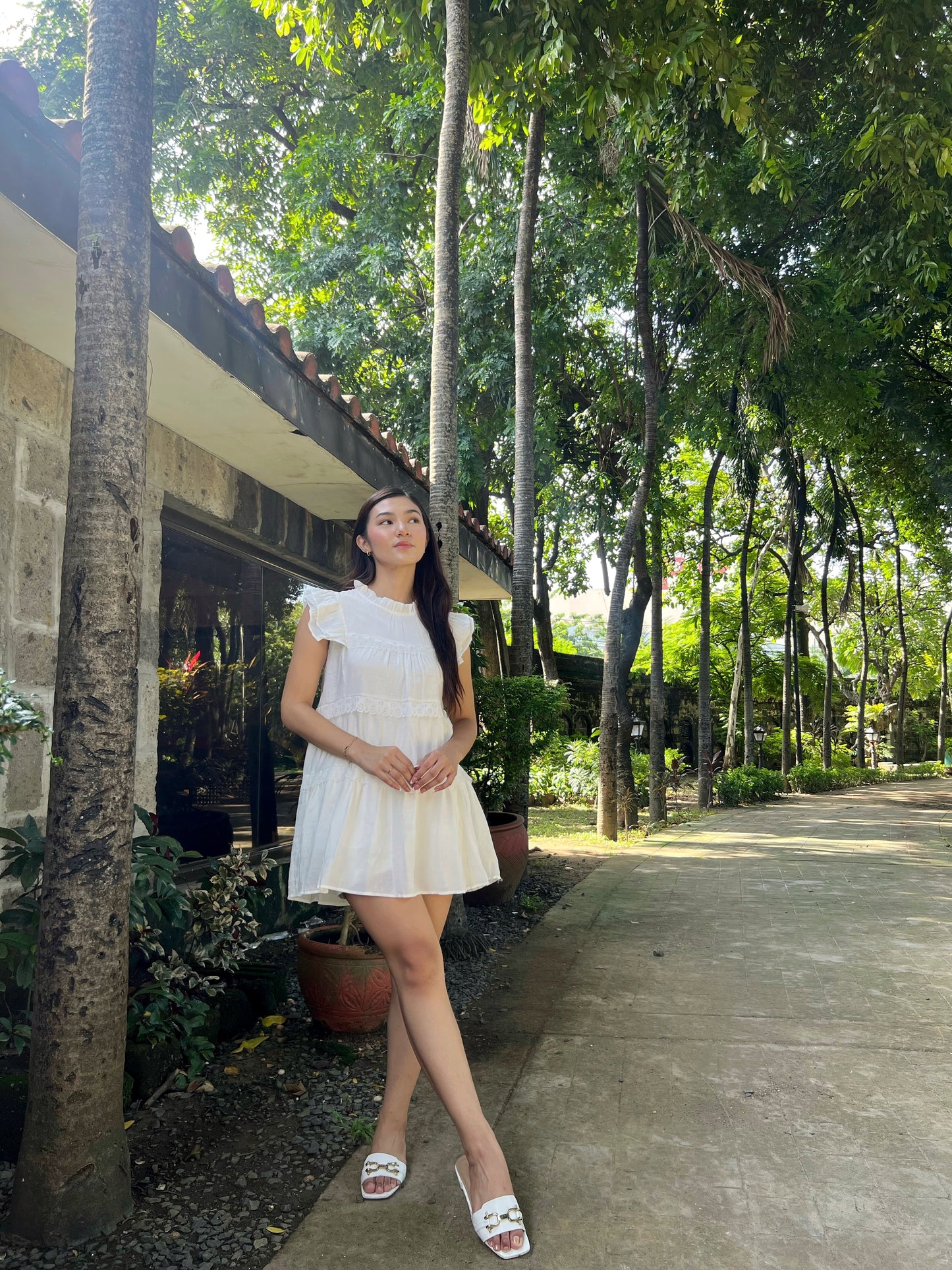 ZURI High Neck Lace Babydoll Dress