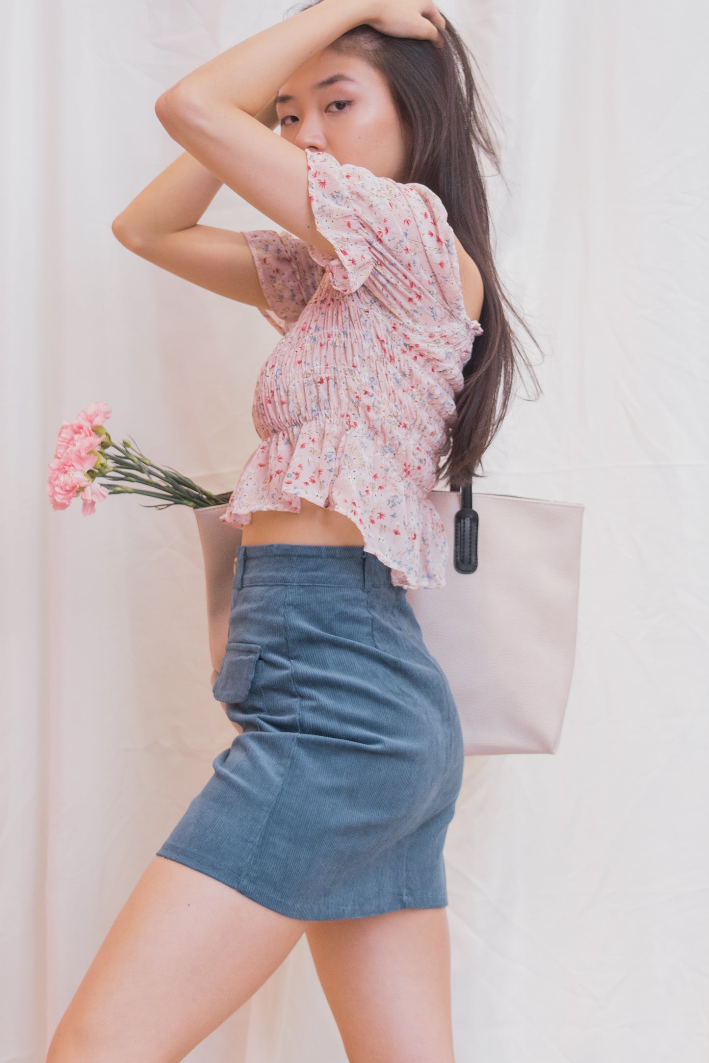 ISSA Corduroy Buttoned Skirt