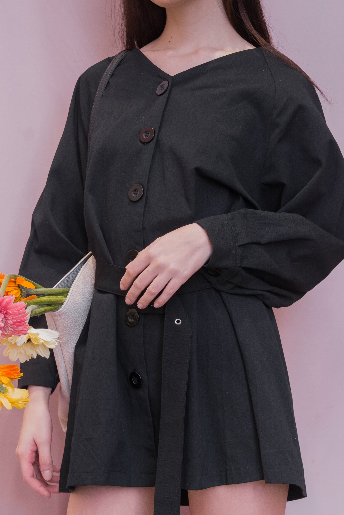 KLARA Buttondown Belted Dress