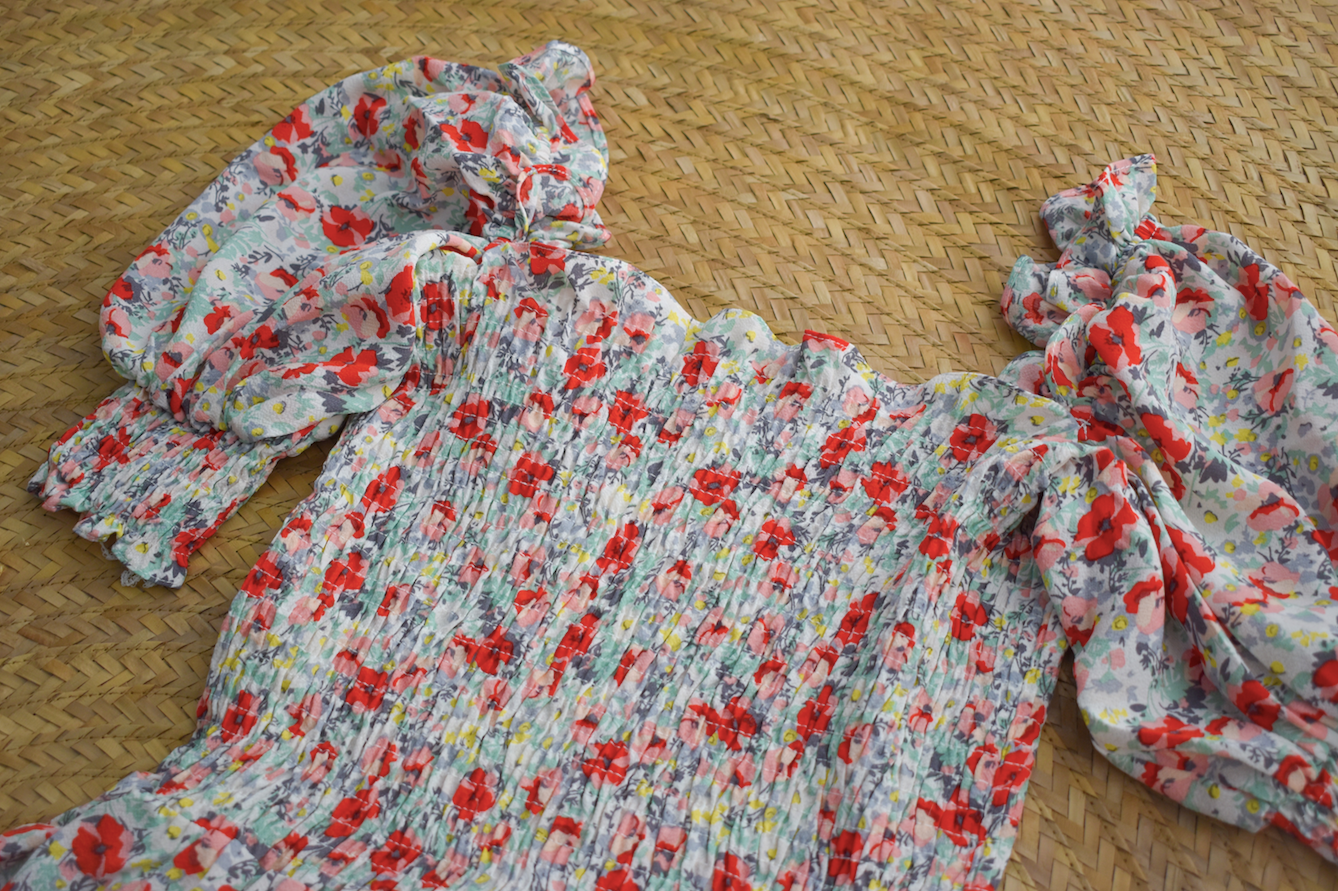 TBDA: Sweet Bouquet Smocked Dress: Mixed Red Floral