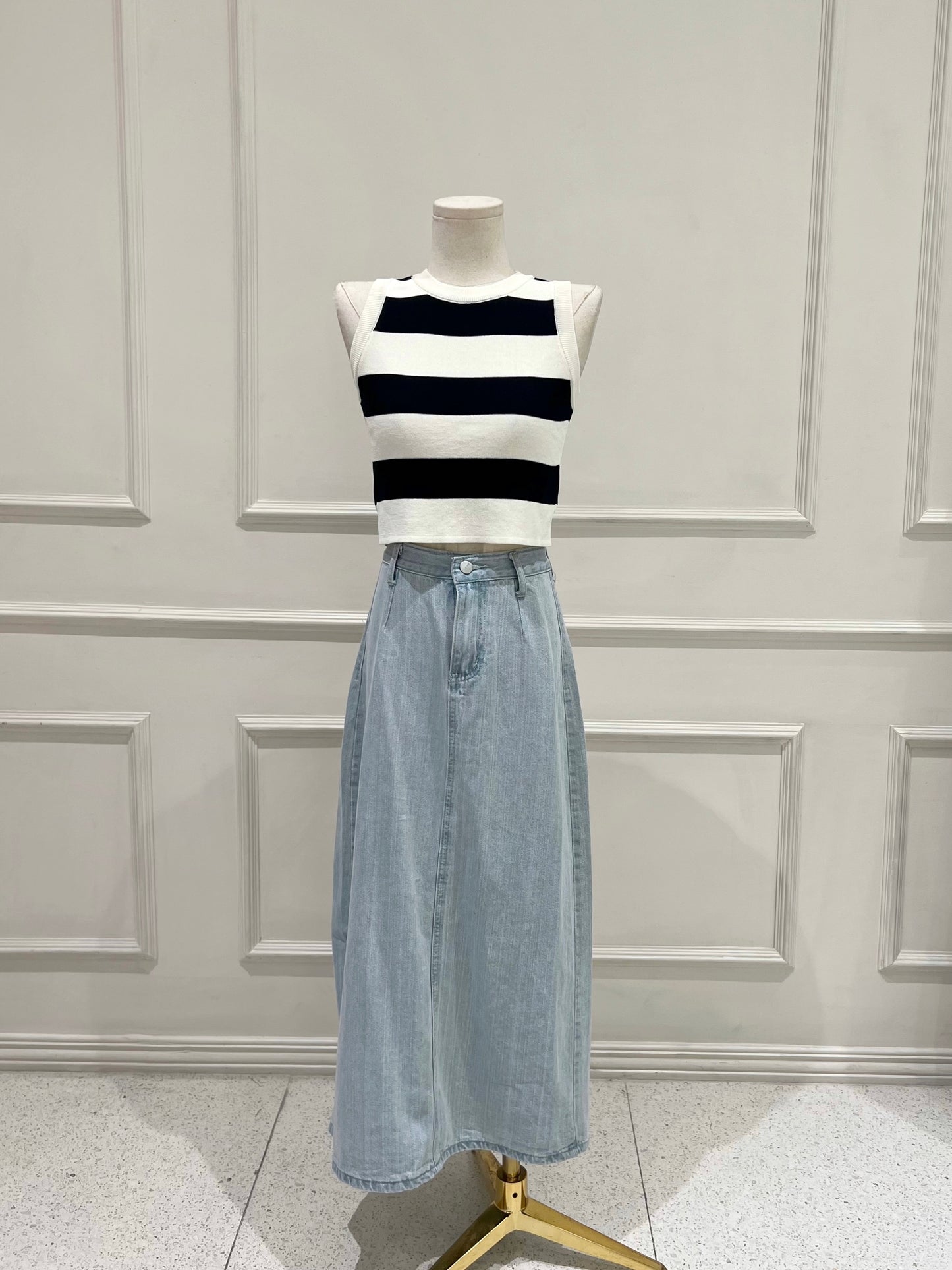 CARSON Denim Midi Skirt