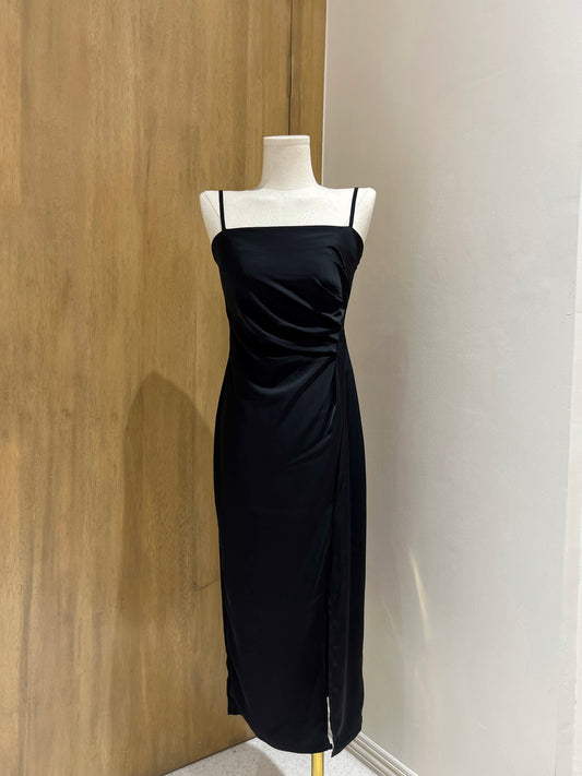 INNA Ruched Silk Dress (BLACK)