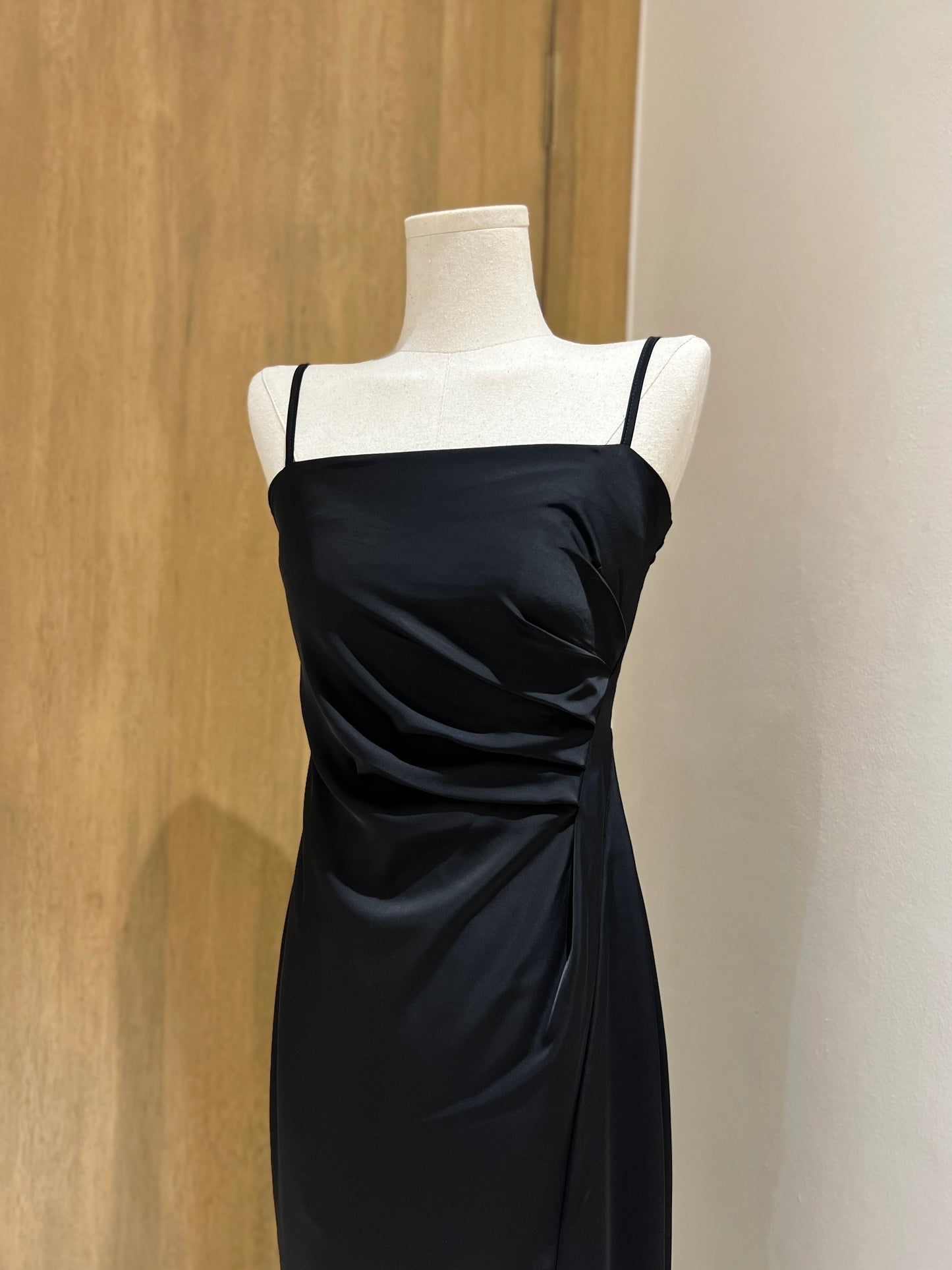 INNA Ruched Silk Dress (BLACK)