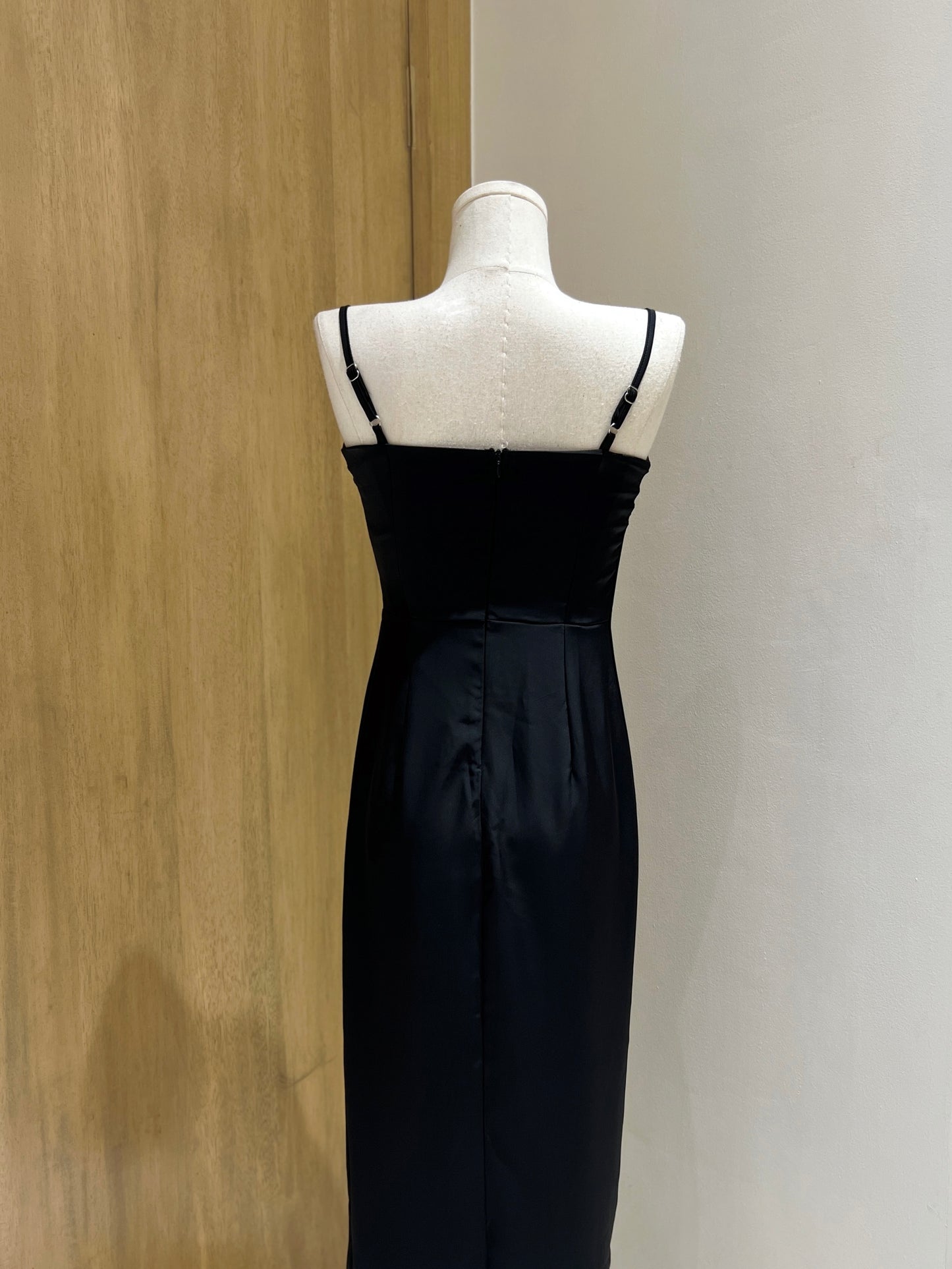 INNA Ruched Silk Dress (BLACK)