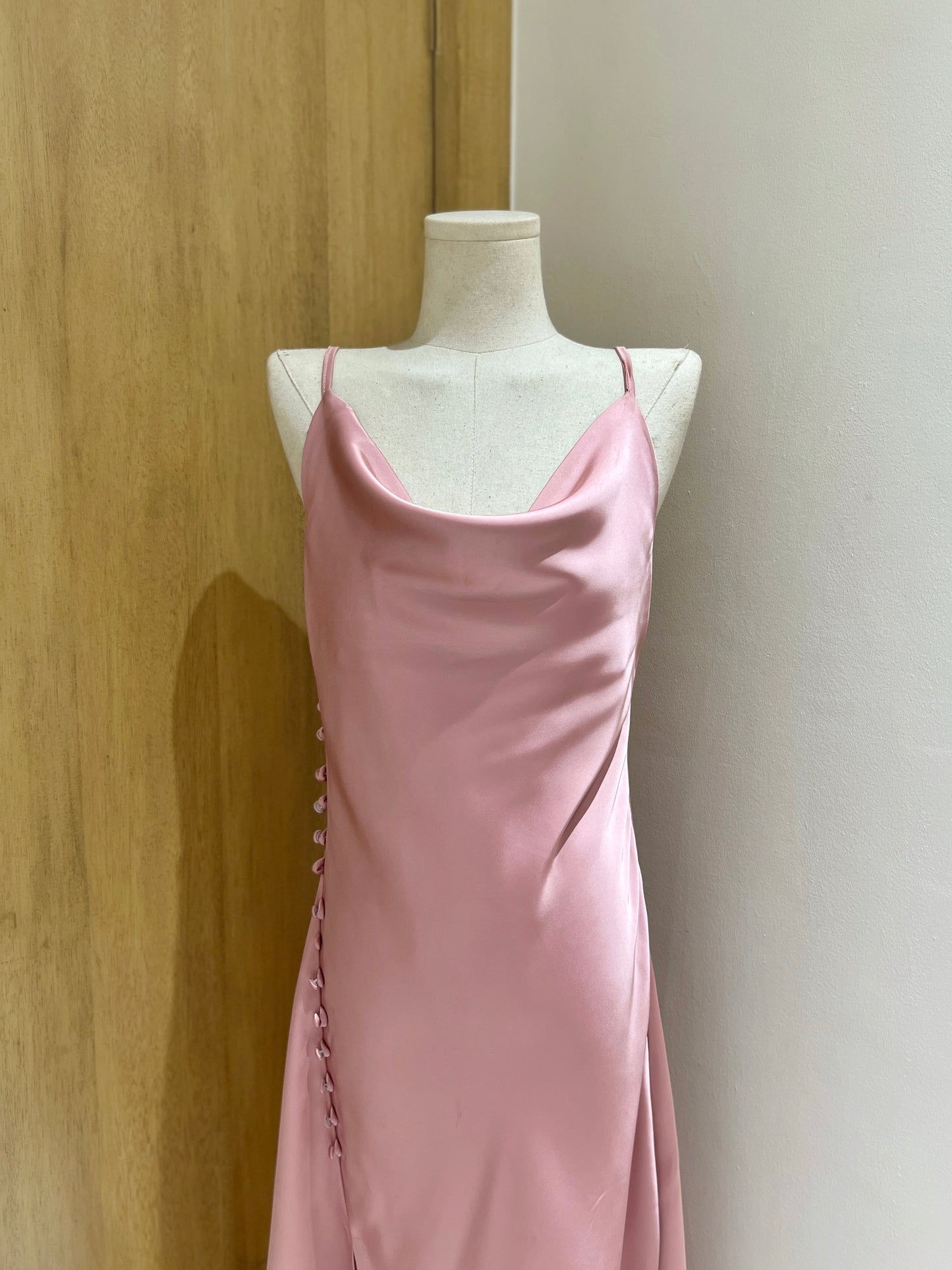 MARGARITA Cowl Silk Dress (Rose Gold)