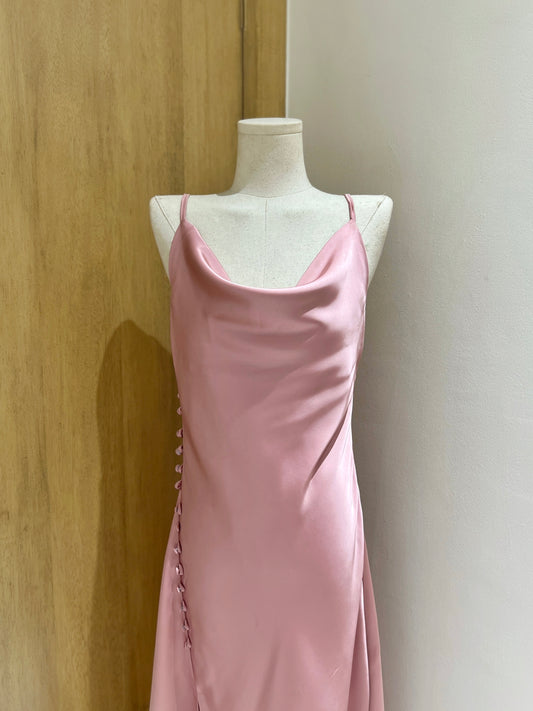 MARGARITA Cowl Silk Dress (Rose Gold)
