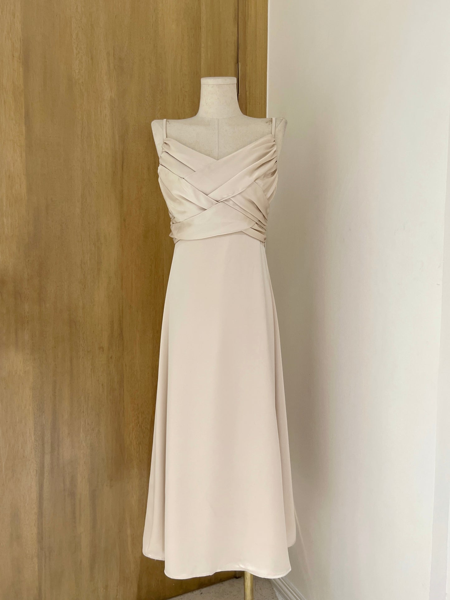 YULIA Midi Silk Dress (CHAMPAGNE)