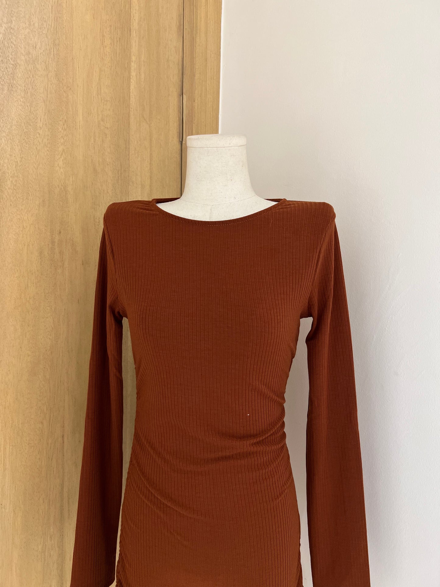 CALLIE Long Sleeve Ruched Bodycon Dress
