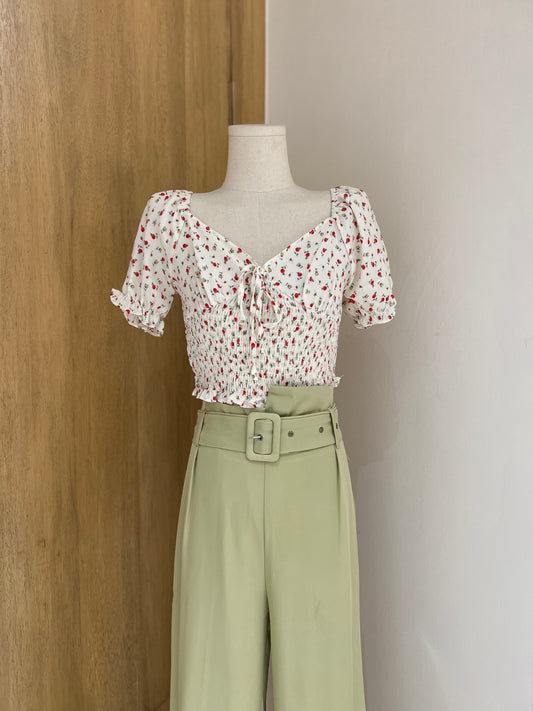 BLAKELY Puff Sleeve Top (CREMÉ FLORAL)