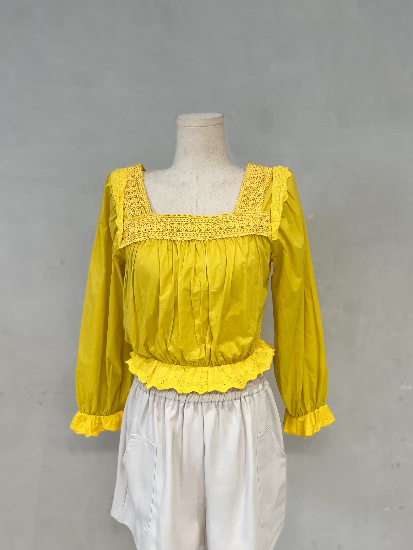 OLIVIA Square Neck Long Sleeve Blouse