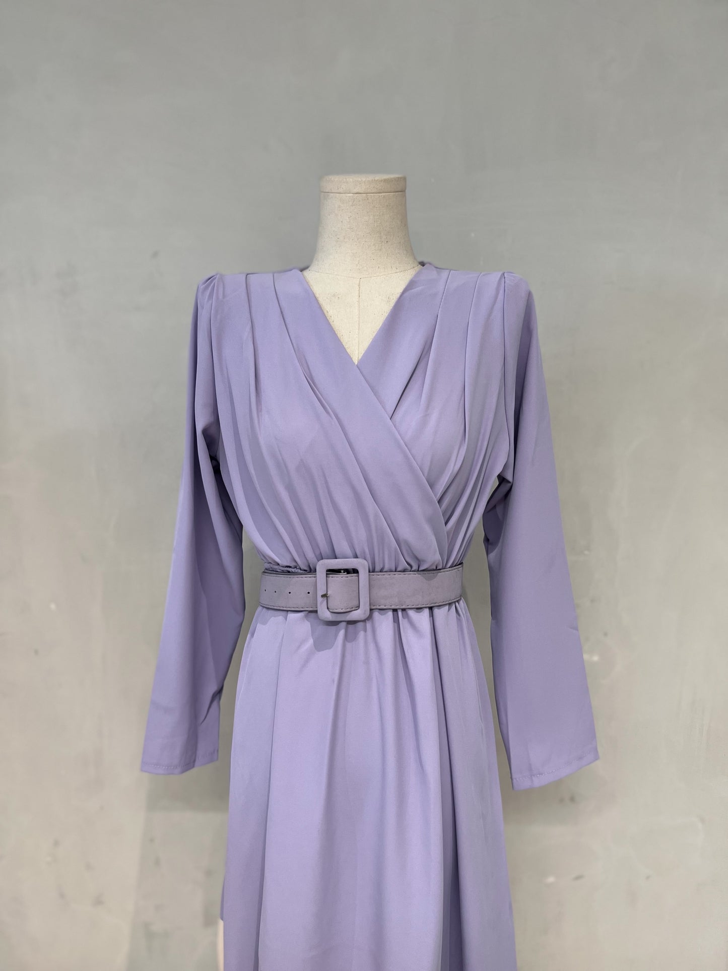 ELEA Asymmetrical Belted Dress (LILAC)