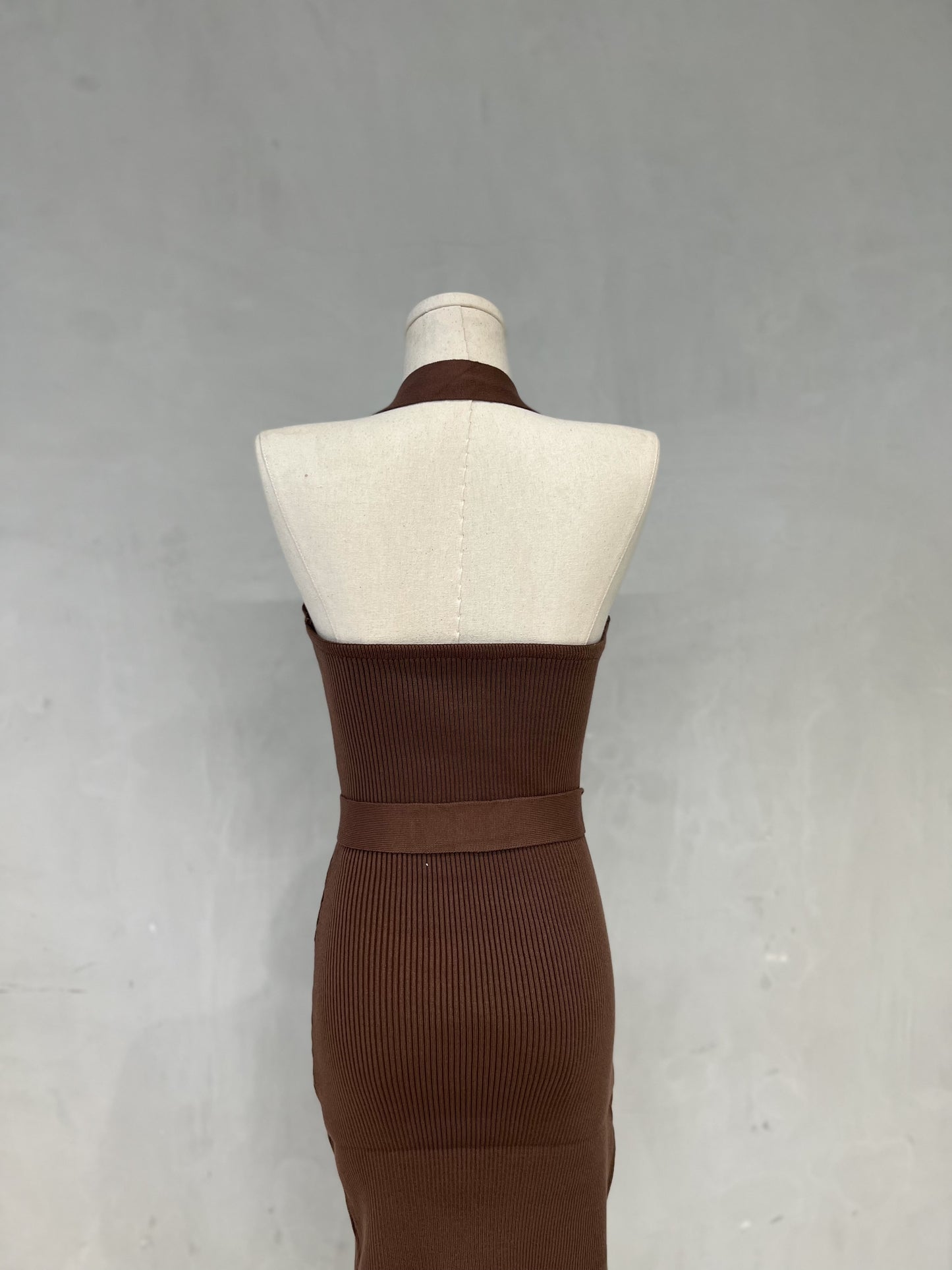 PAISLEY Halter Knit Dress (CHOCOLATE BROWN)