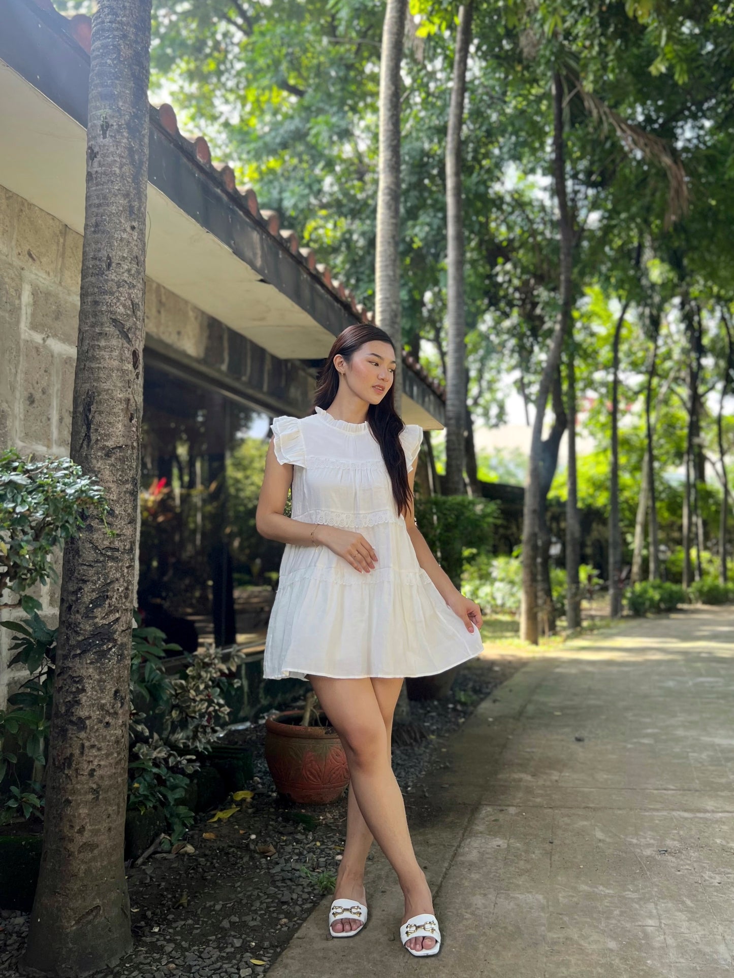 ZURI High Neck Lace Babydoll Dress