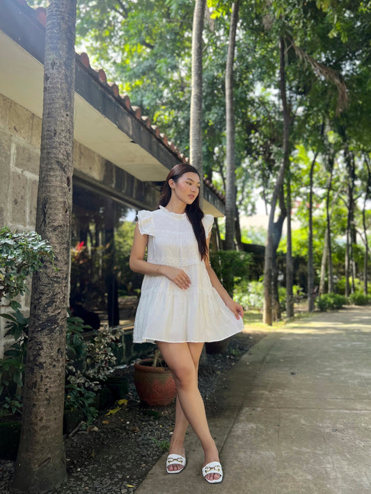 ZURI High Neck Lace Babydoll Dress