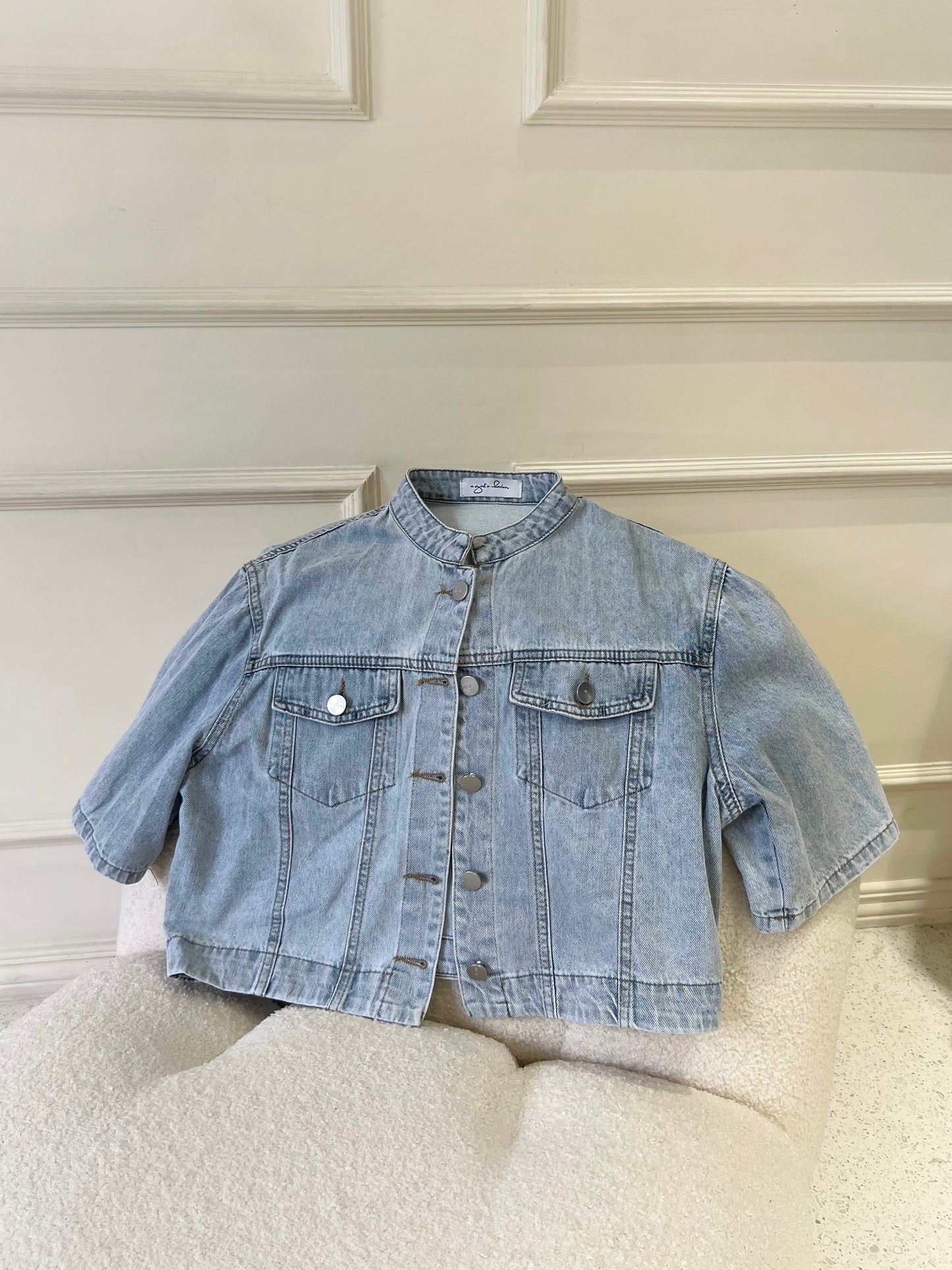 WAYNE Cropped Short Sleeve Denim Jacket
