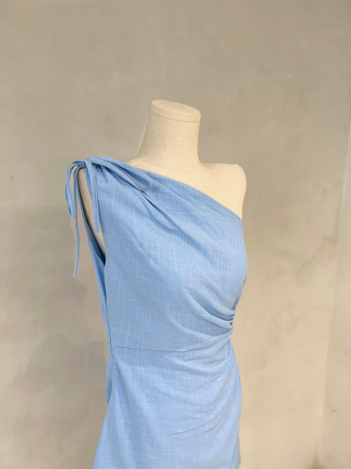 POLINA One Sided Cutout Linen Dress