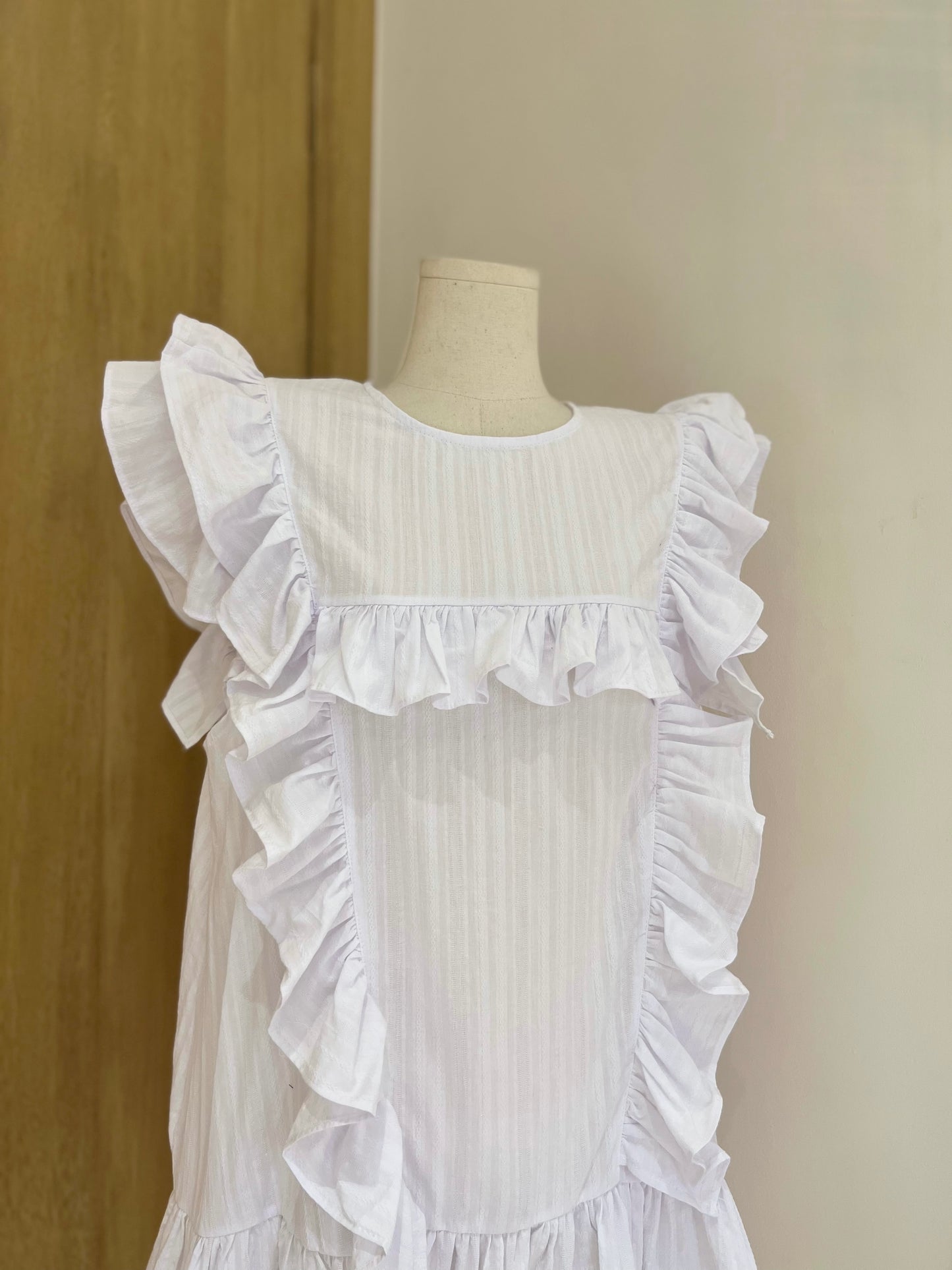 AISLIN Ruffle Tent Dress (WHITE)