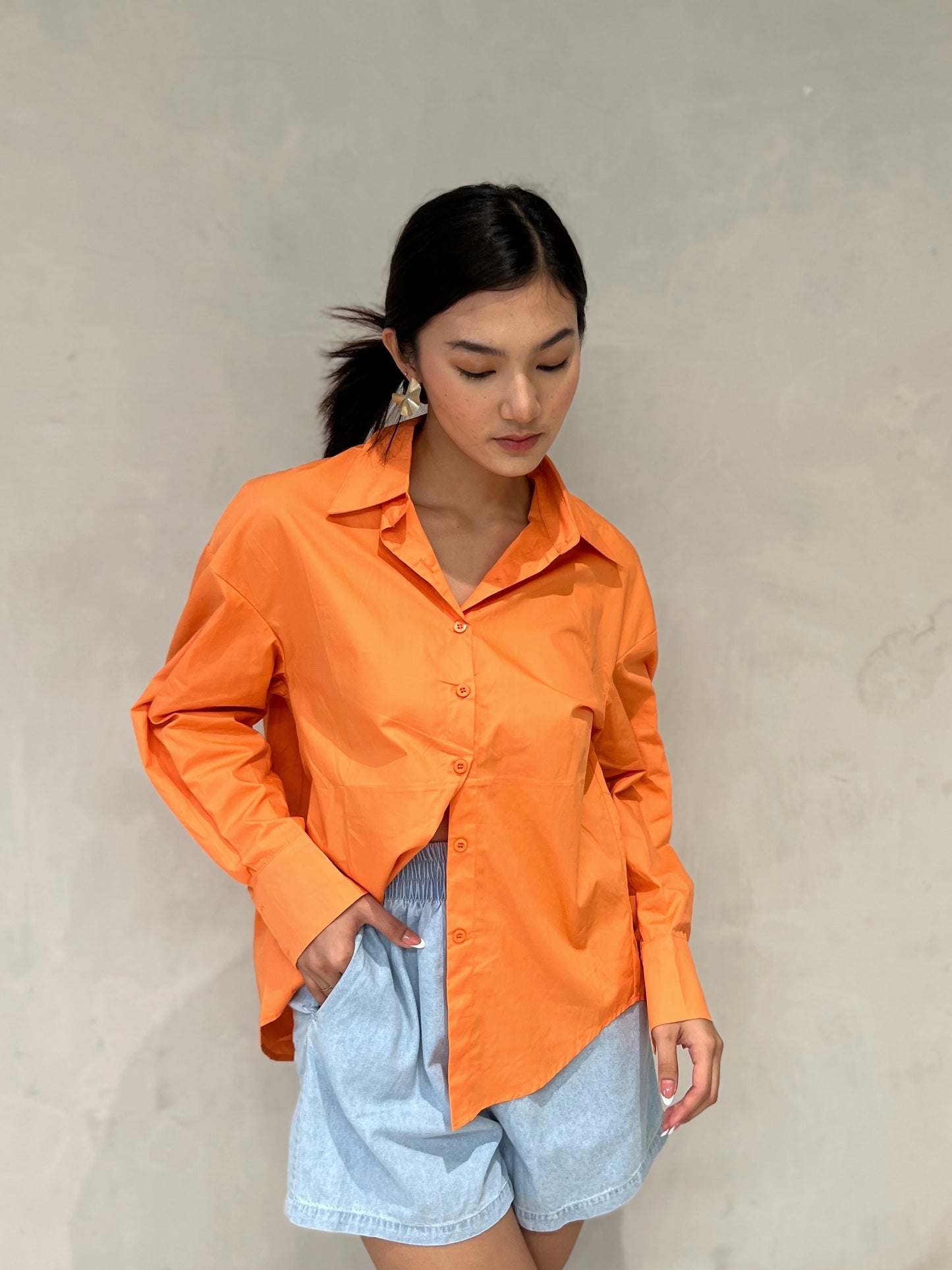 KARINA Oversized Buttondown Polo Top