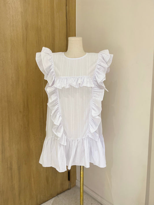 AISLIN Ruffle Tent Dress (WHITE)