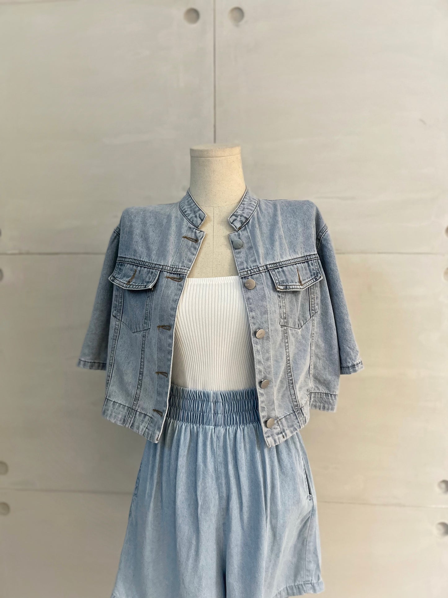 JACOB Garterized Denim Shorts