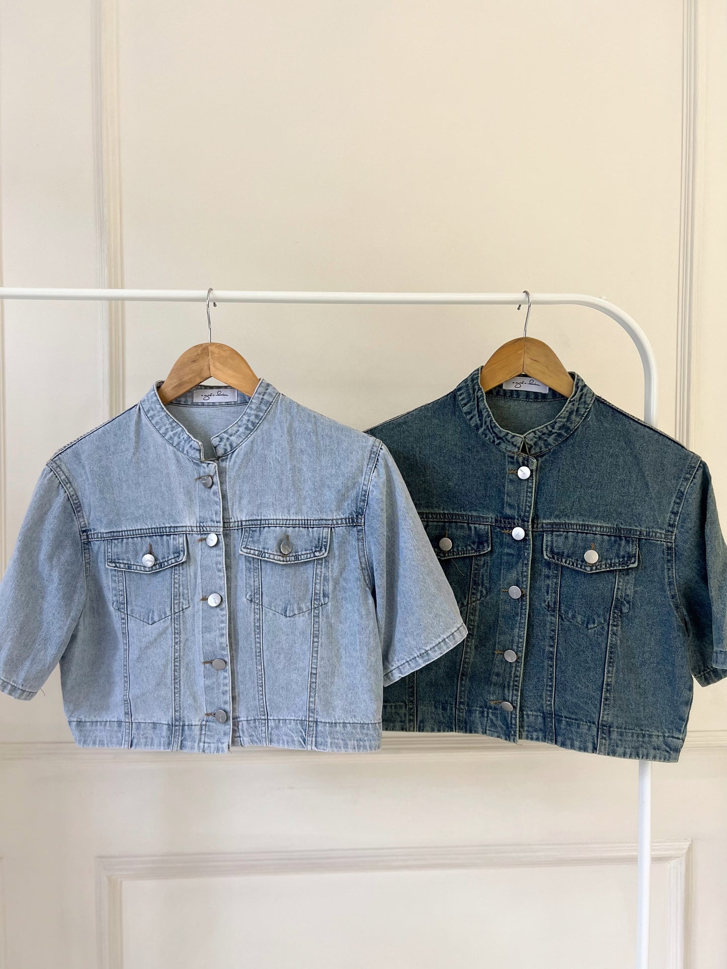 WAYNE Cropped Short Sleeve Denim Jacket