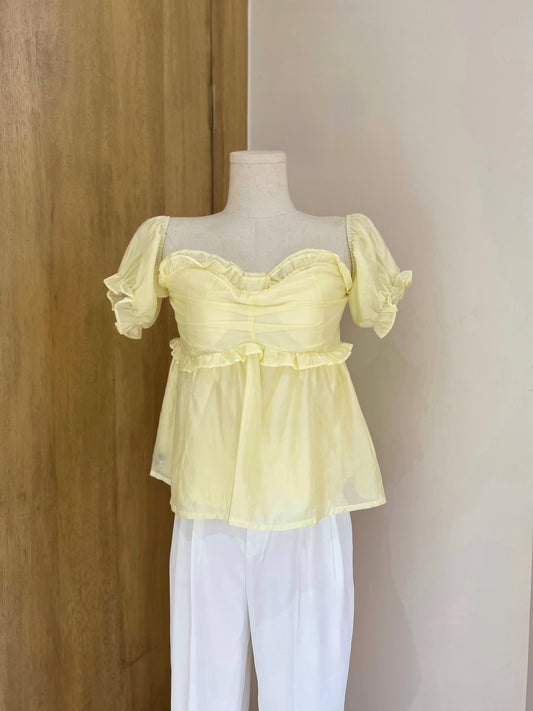 SKYLAR Off The Shoulder / Puff Sleeve Padded Sweetheart Top