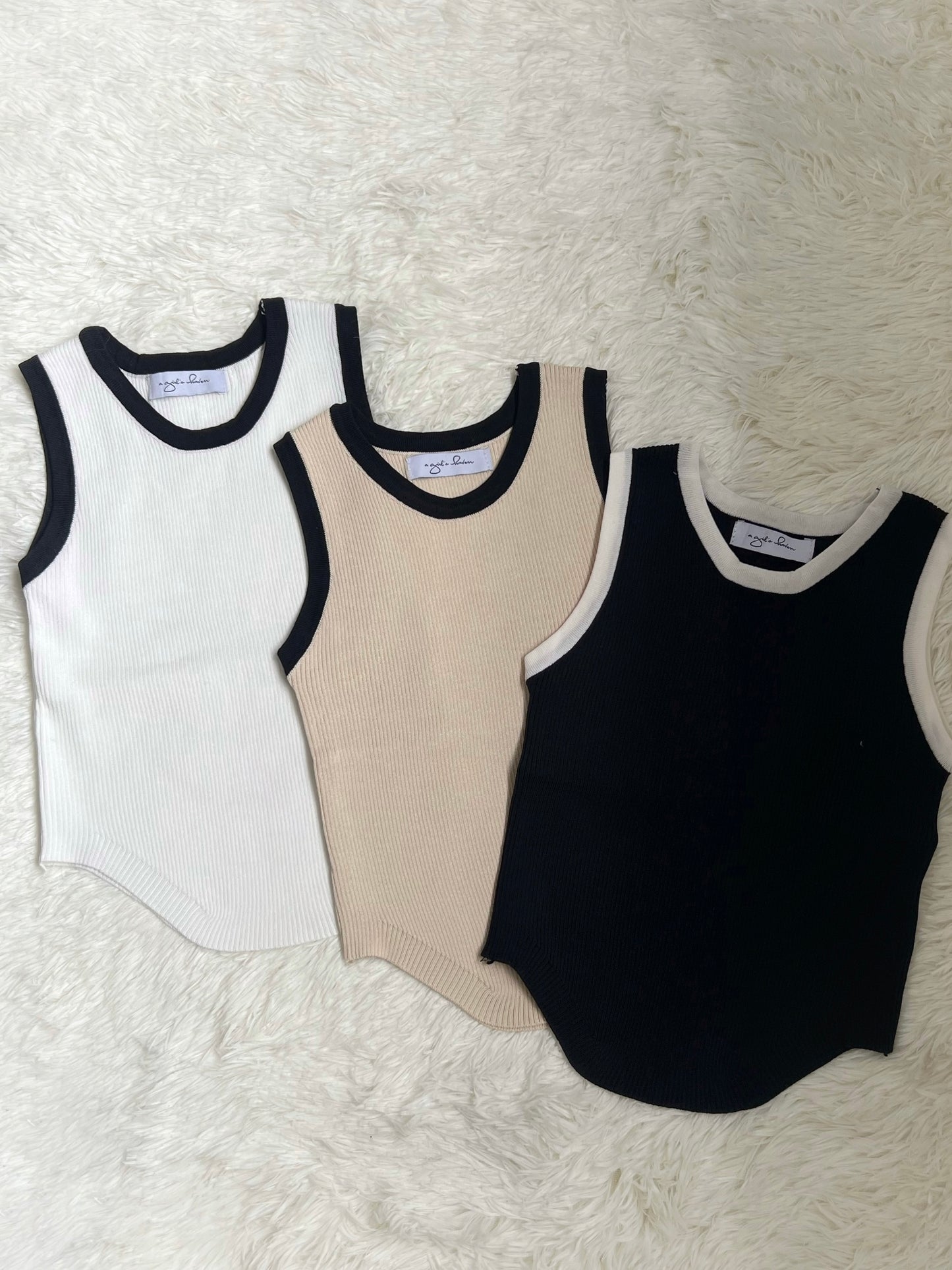 KYRAN Two-Tone Halter Knit Top