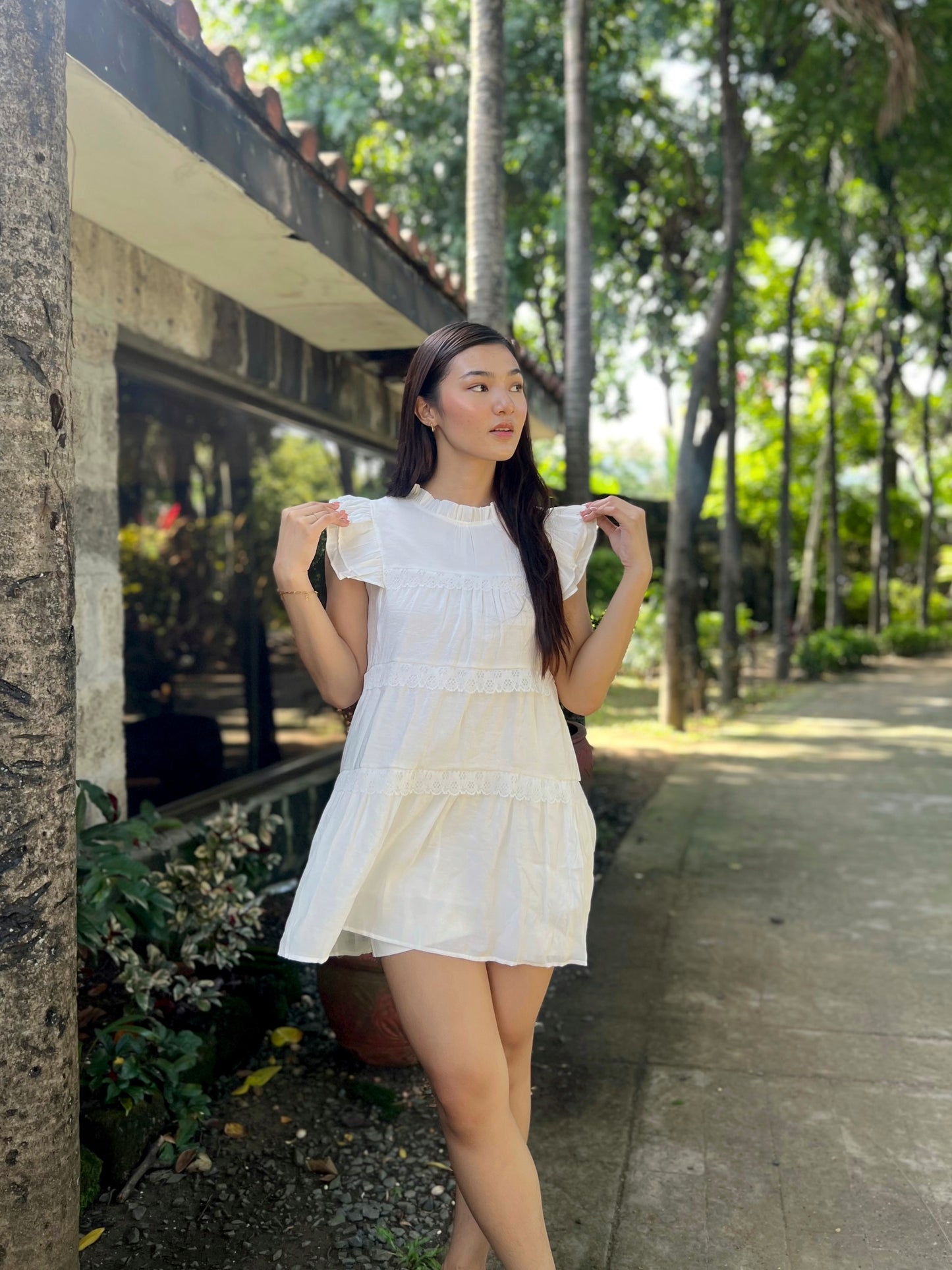 ZURI High Neck Lace Babydoll Dress