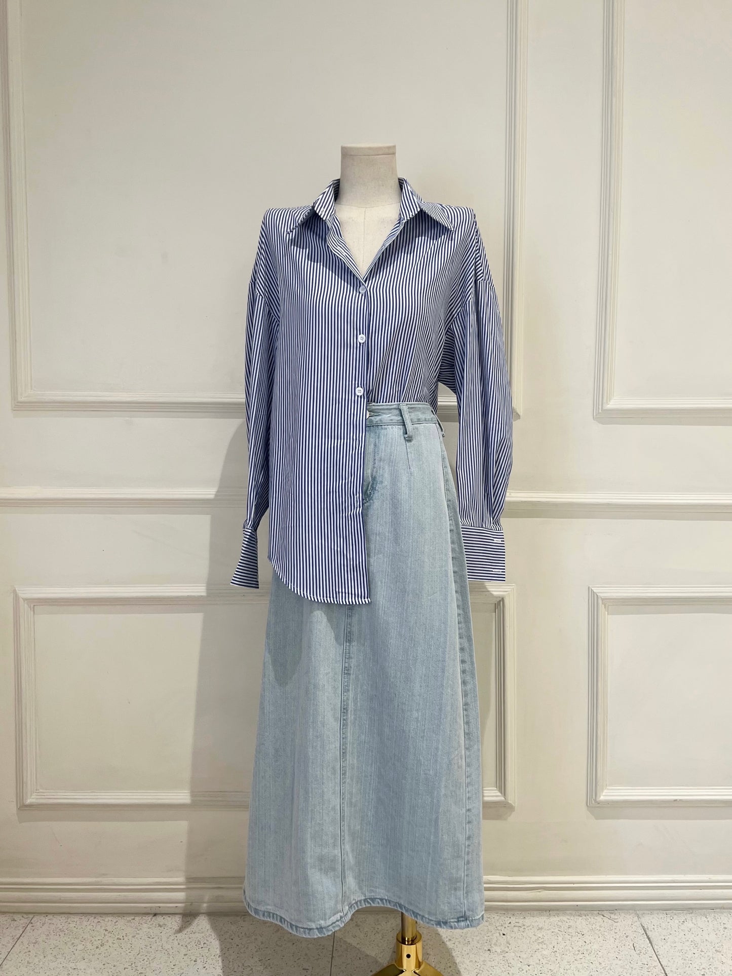 CARSON Denim Midi Skirt