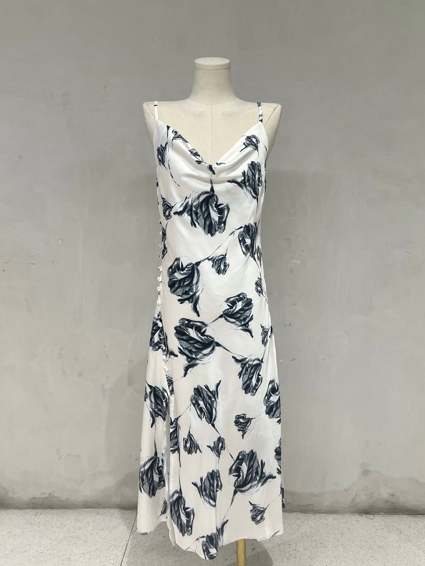 IGGY Floral Cowl Silk Dress