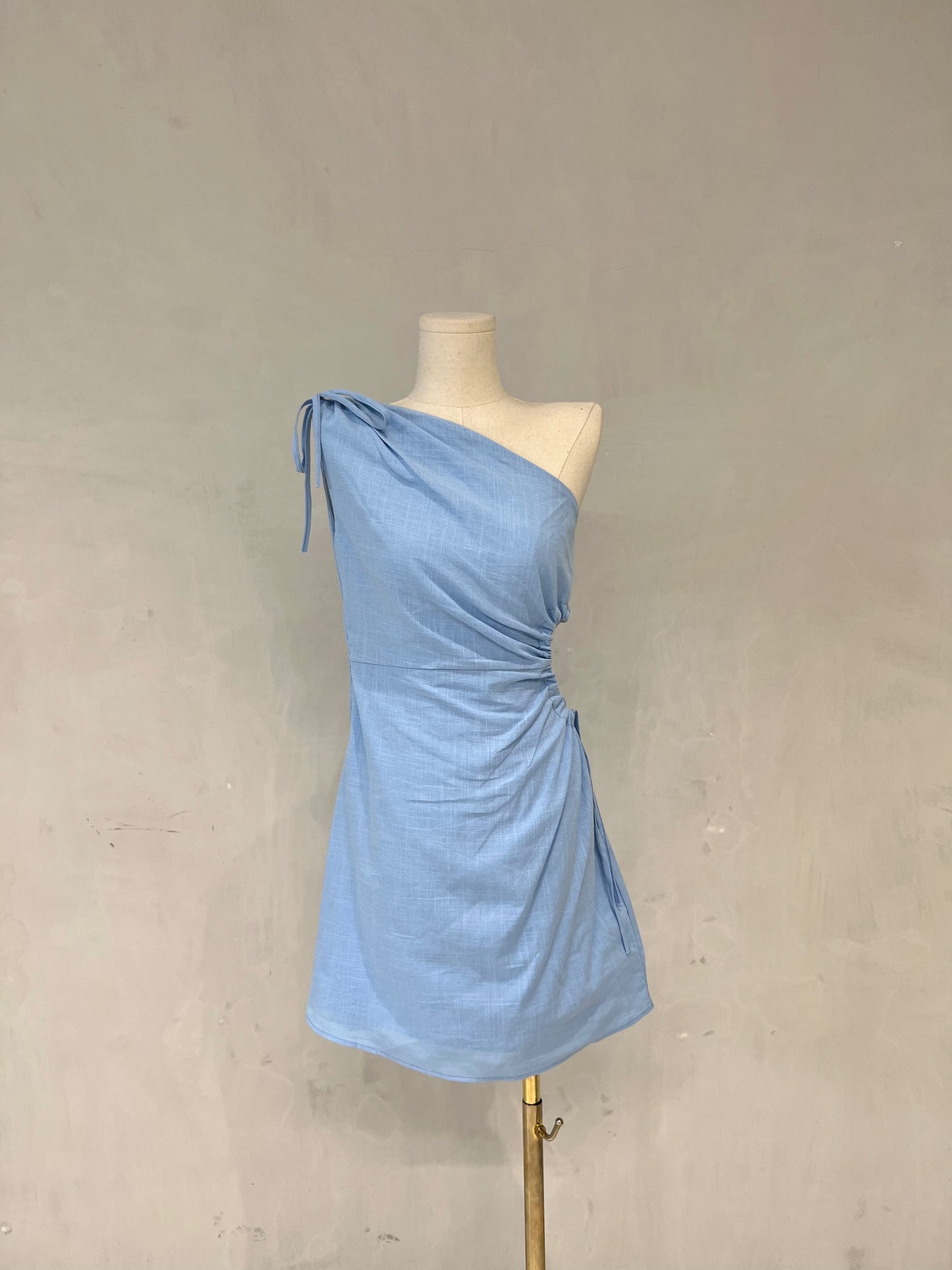 POLINA One Sided Cutout Linen Dress