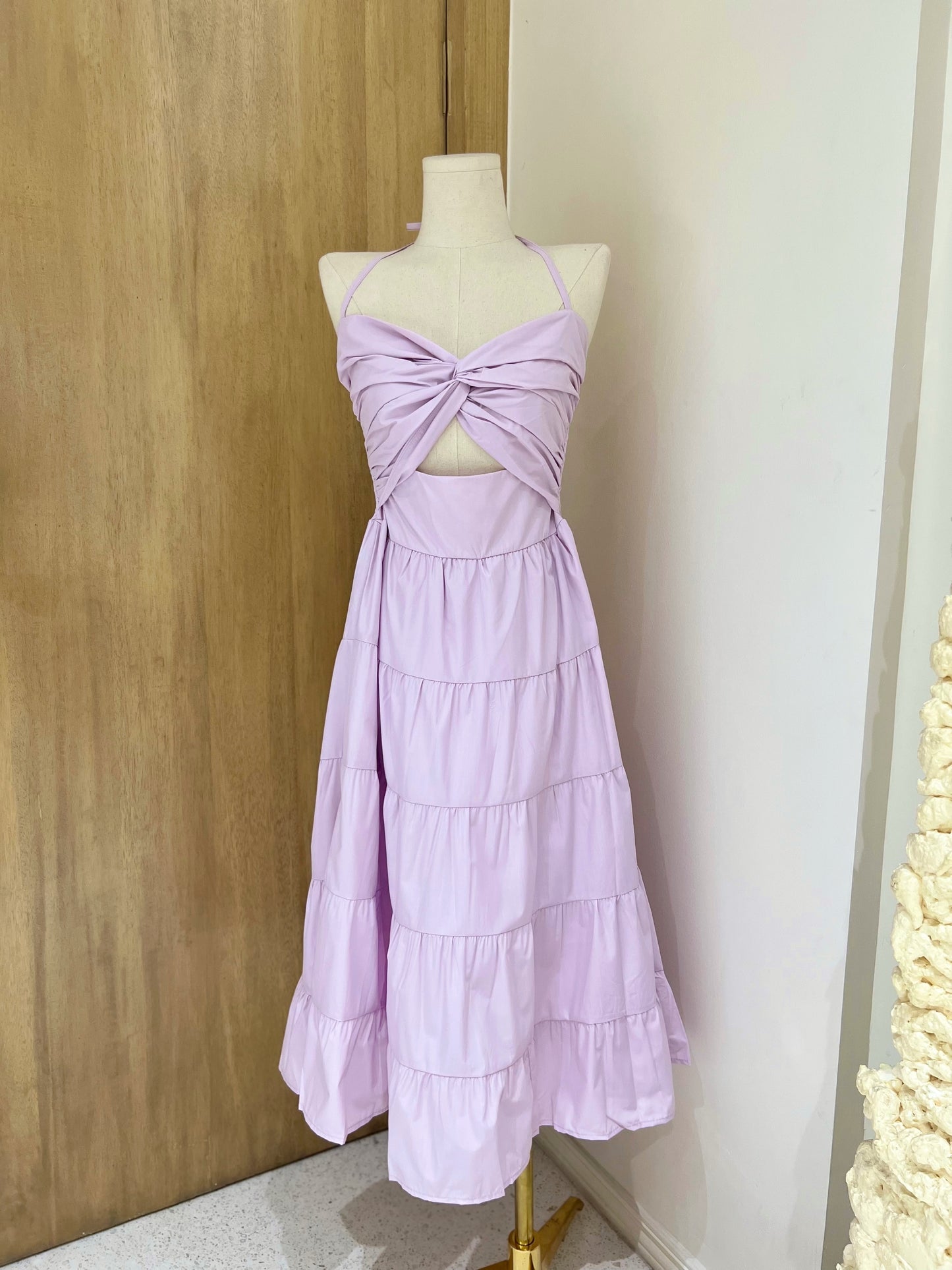 ZAHRA Front Twist Cutout Tiered Dress