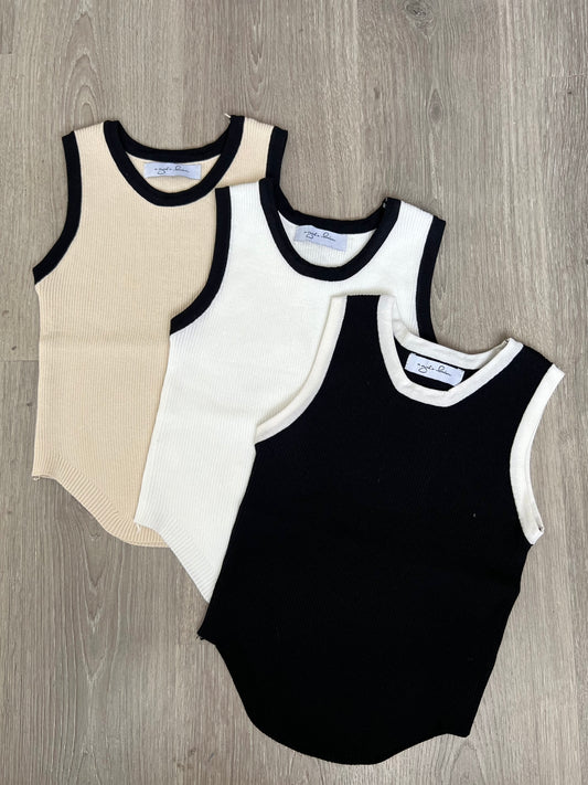 KYRAN Two-Tone Halter Knit Top