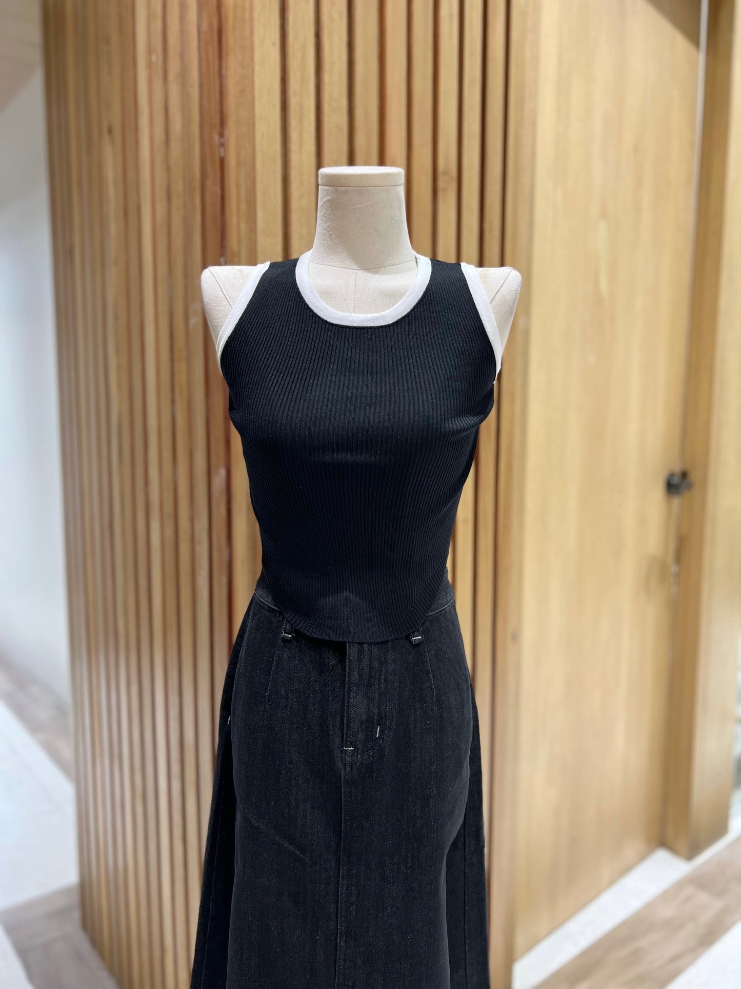 KYRAN Two-Tone Halter Knit Top