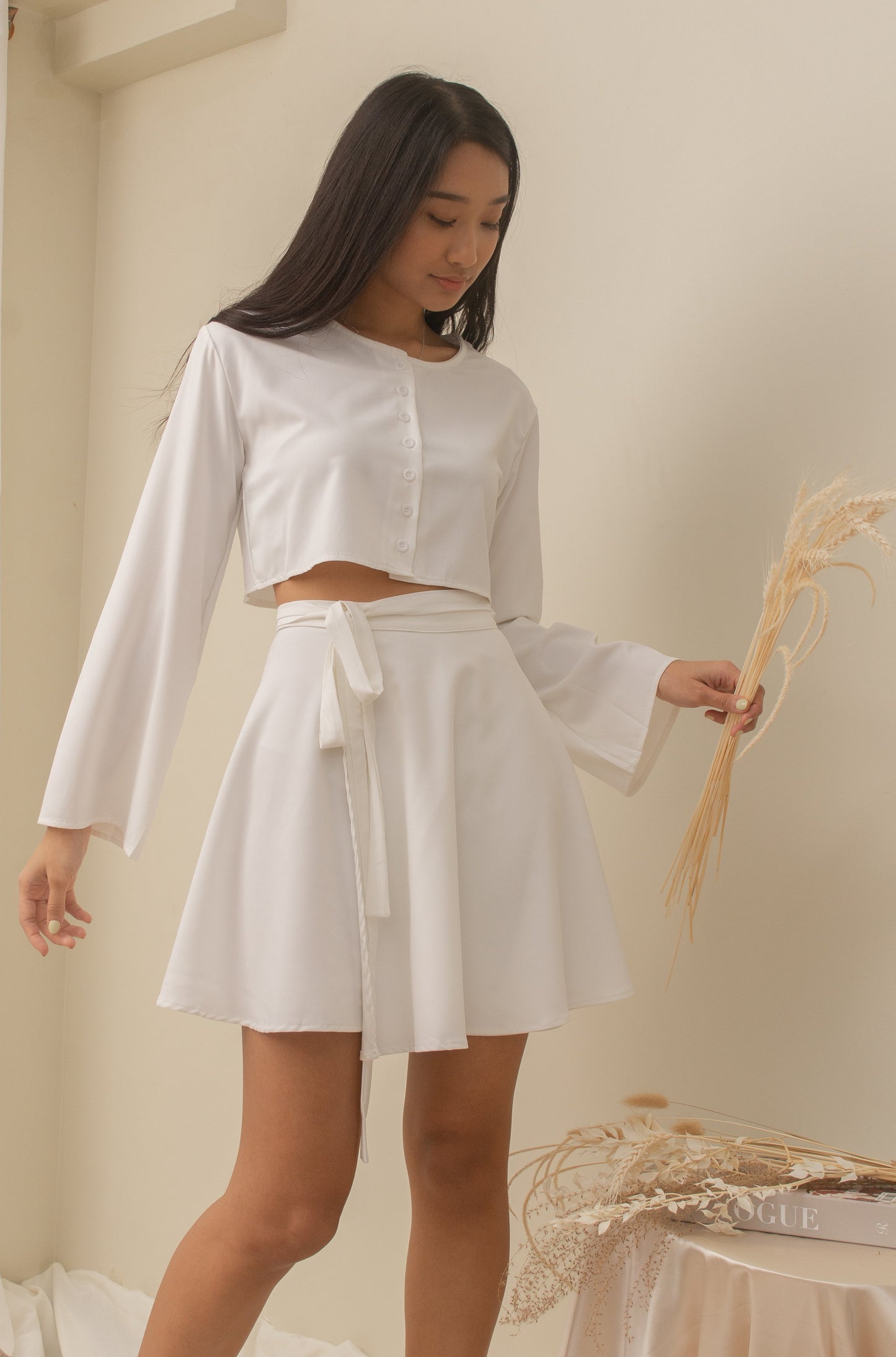 JEMIMAH Coordinates: Buttoned Long Sleeve + Wrap Skirt