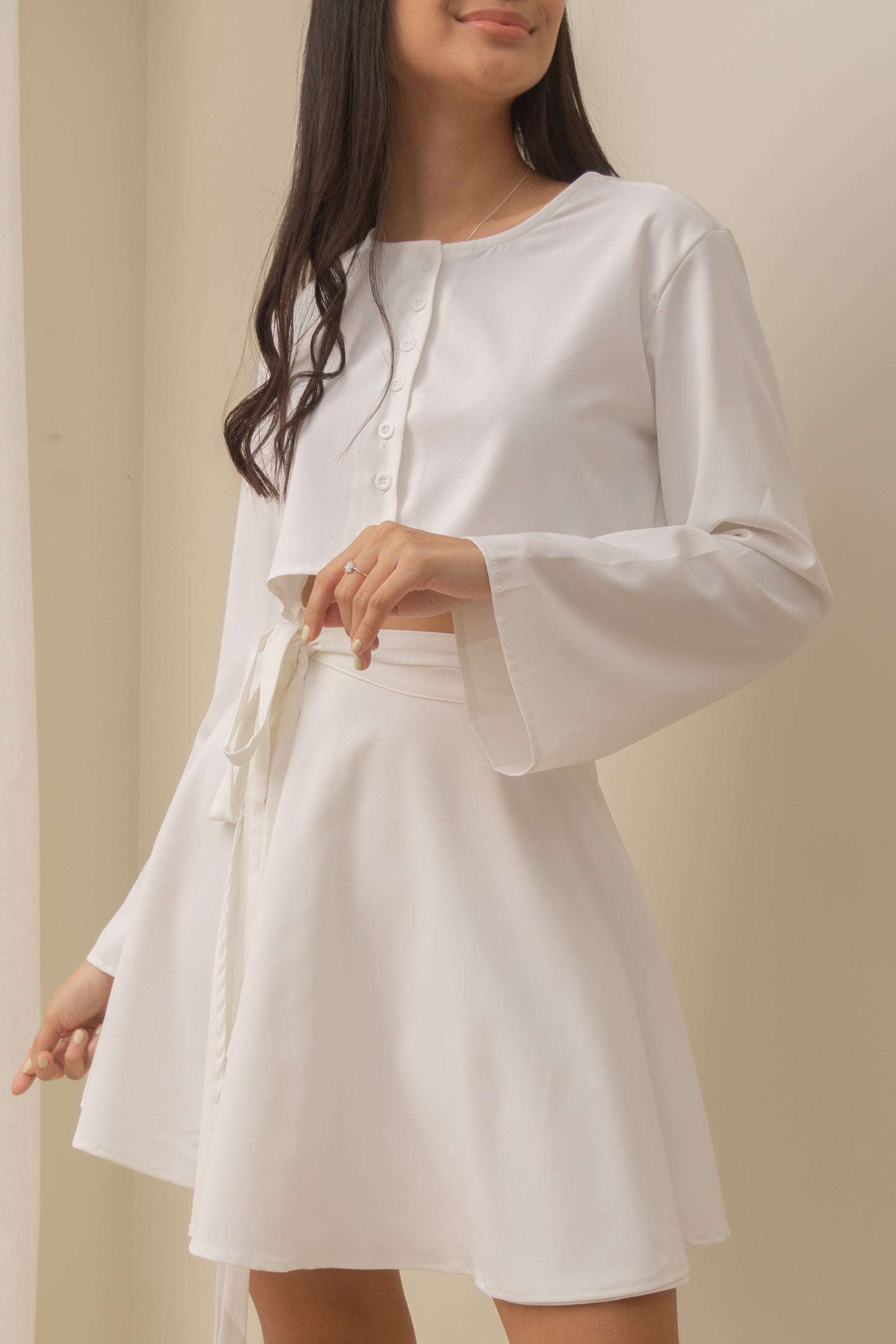 JEMIMAH Coordinates: Buttoned Long Sleeve + Wrap Skirt
