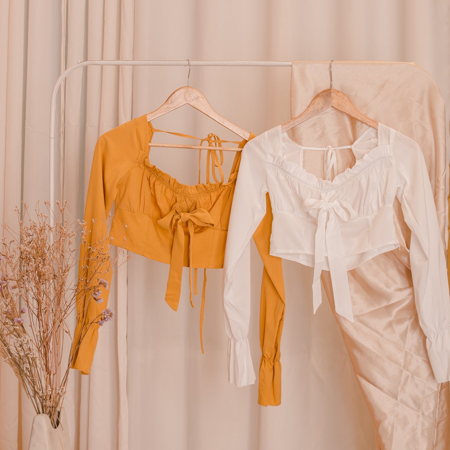 MINA Bow Long Sleeve Crop Top