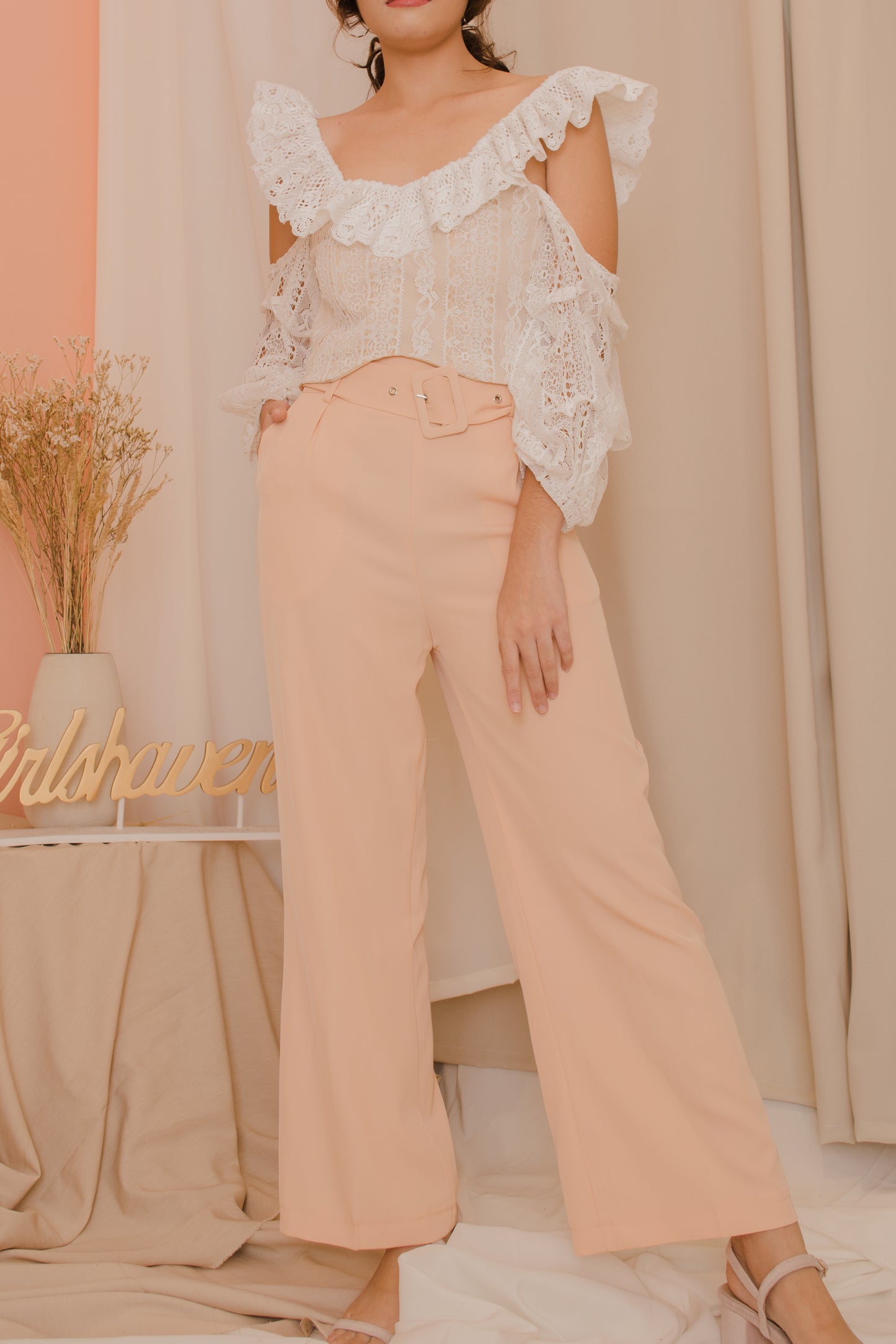 SHEIN Belted Pants - Wide Leg