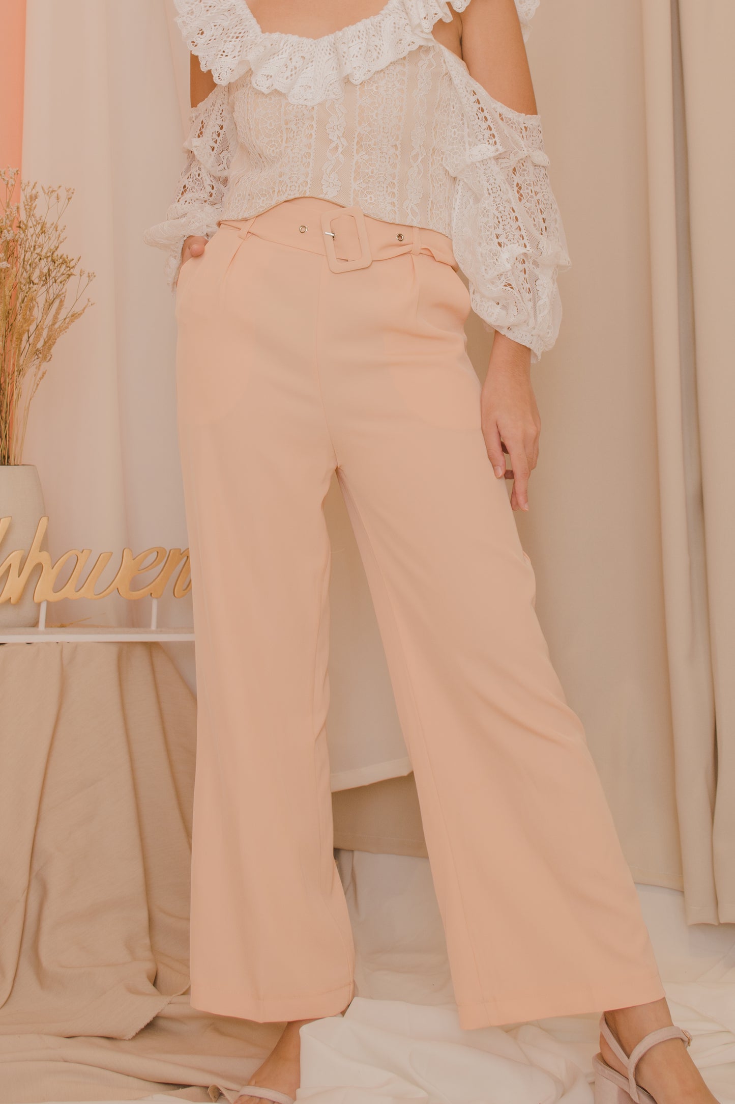 SHEIN Belted Pants - Wide Leg