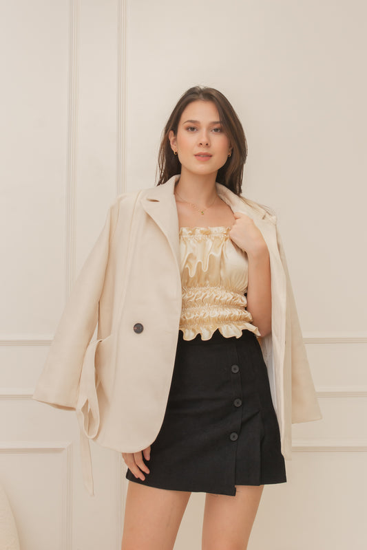SUZETTE Belted Blazer Coat (CREAM)