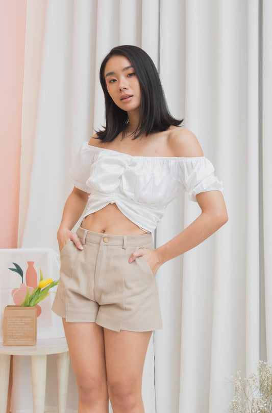 ALONDRA Silk Ruched Top