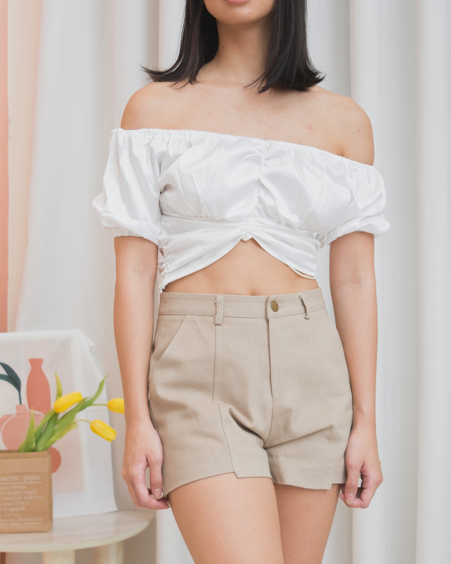 ALONDRA Silk Ruched Top