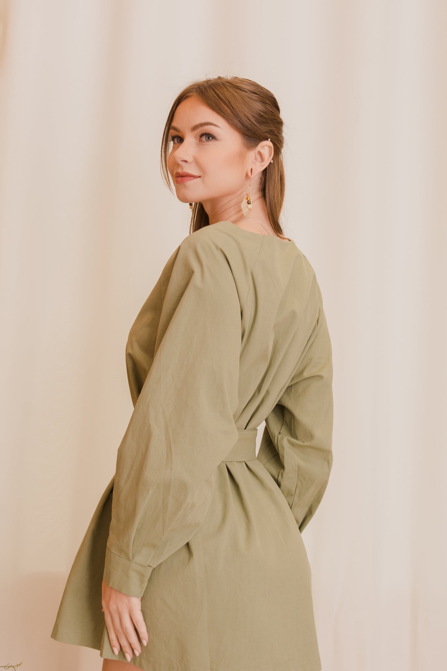 KLARA Buttondown Belted Dress