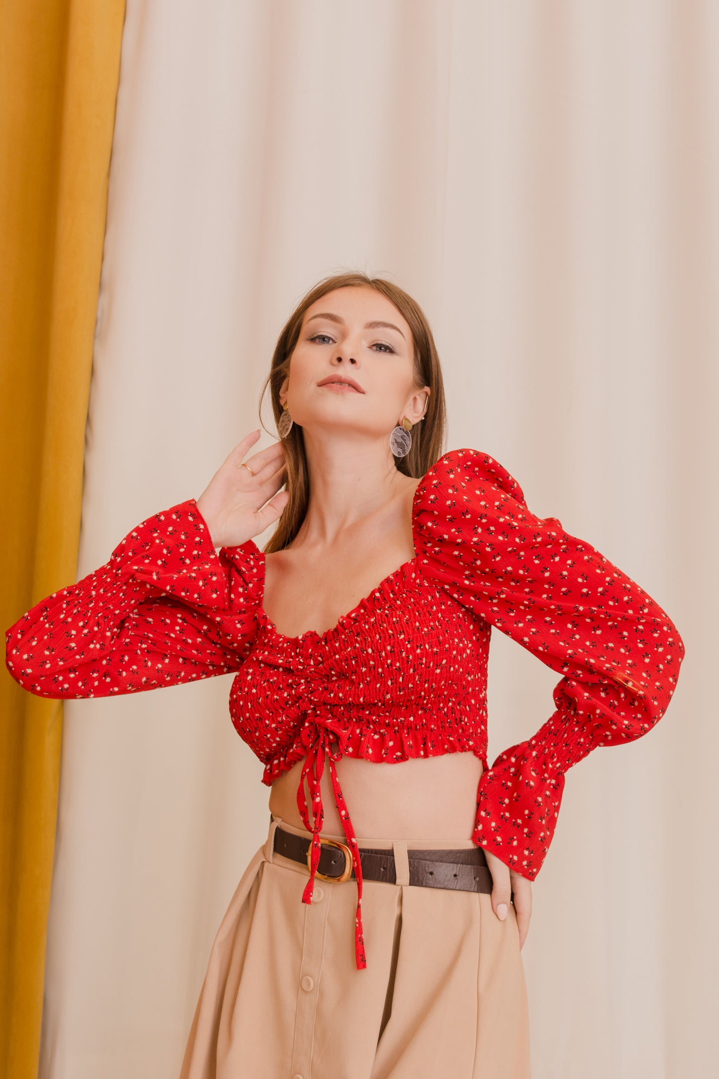 HARLEY Ruched Front Crop Top