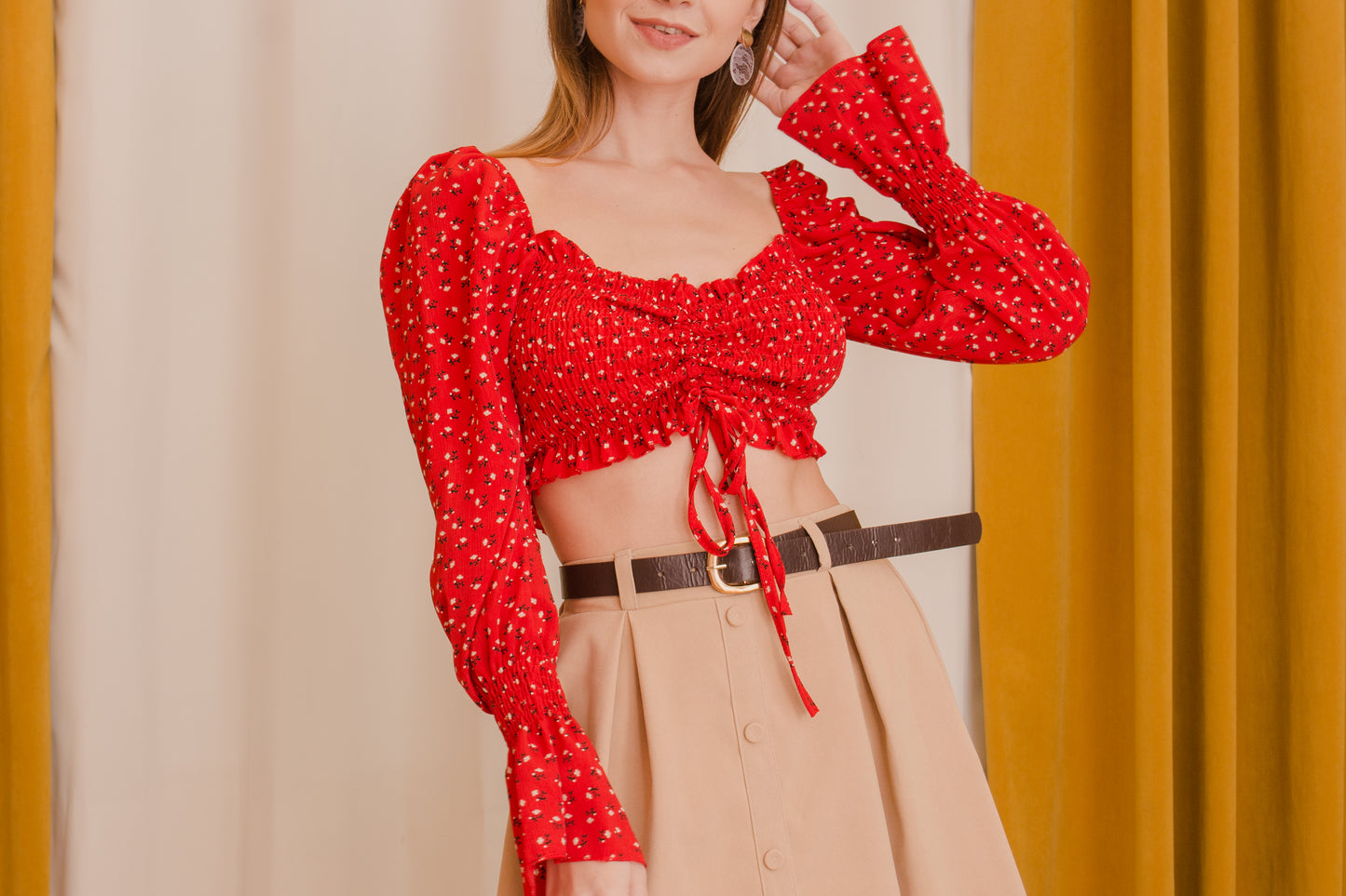 HARLEY Ruched Front Crop Top
