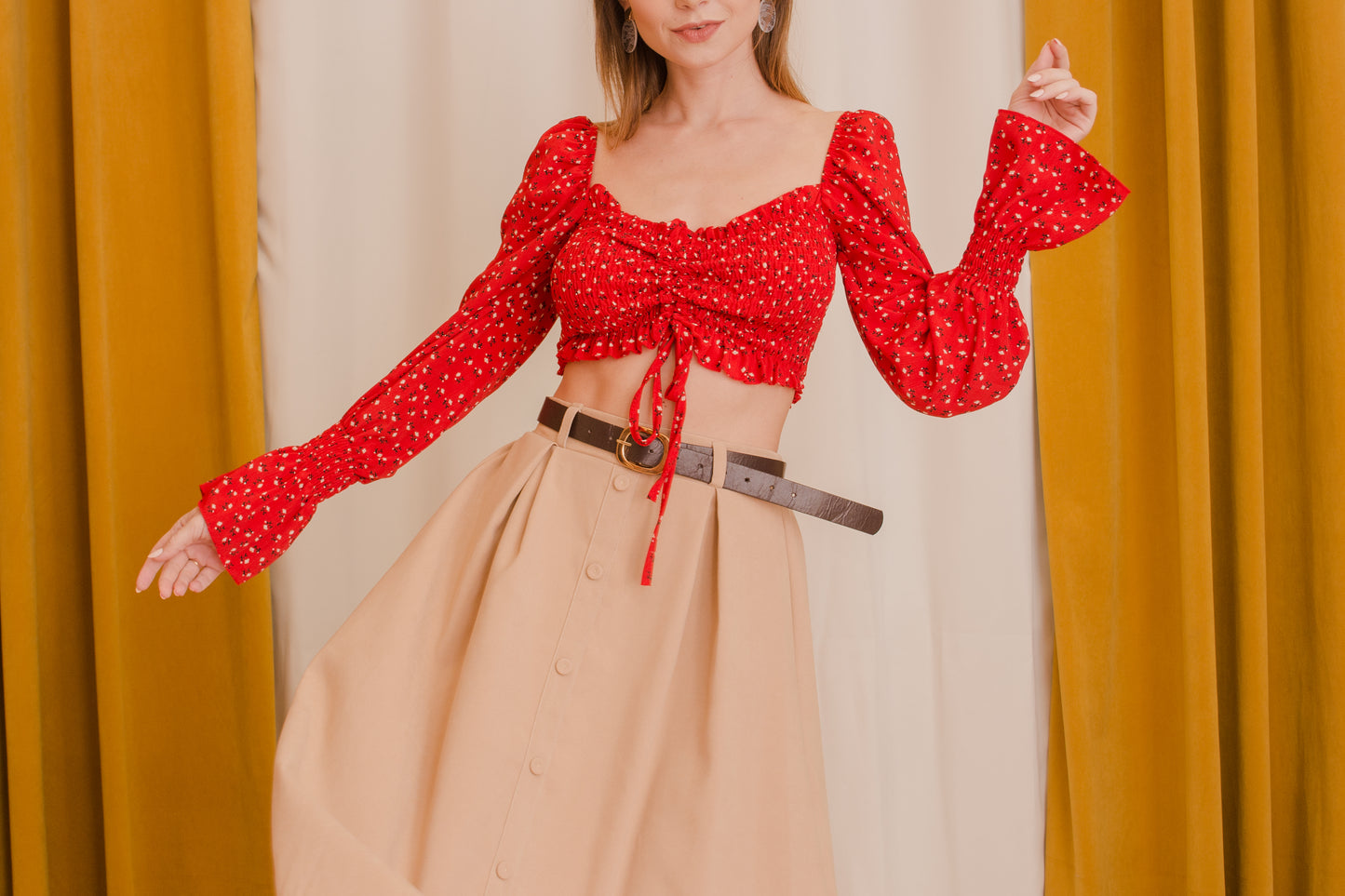 HARLEY Ruched Front Crop Top