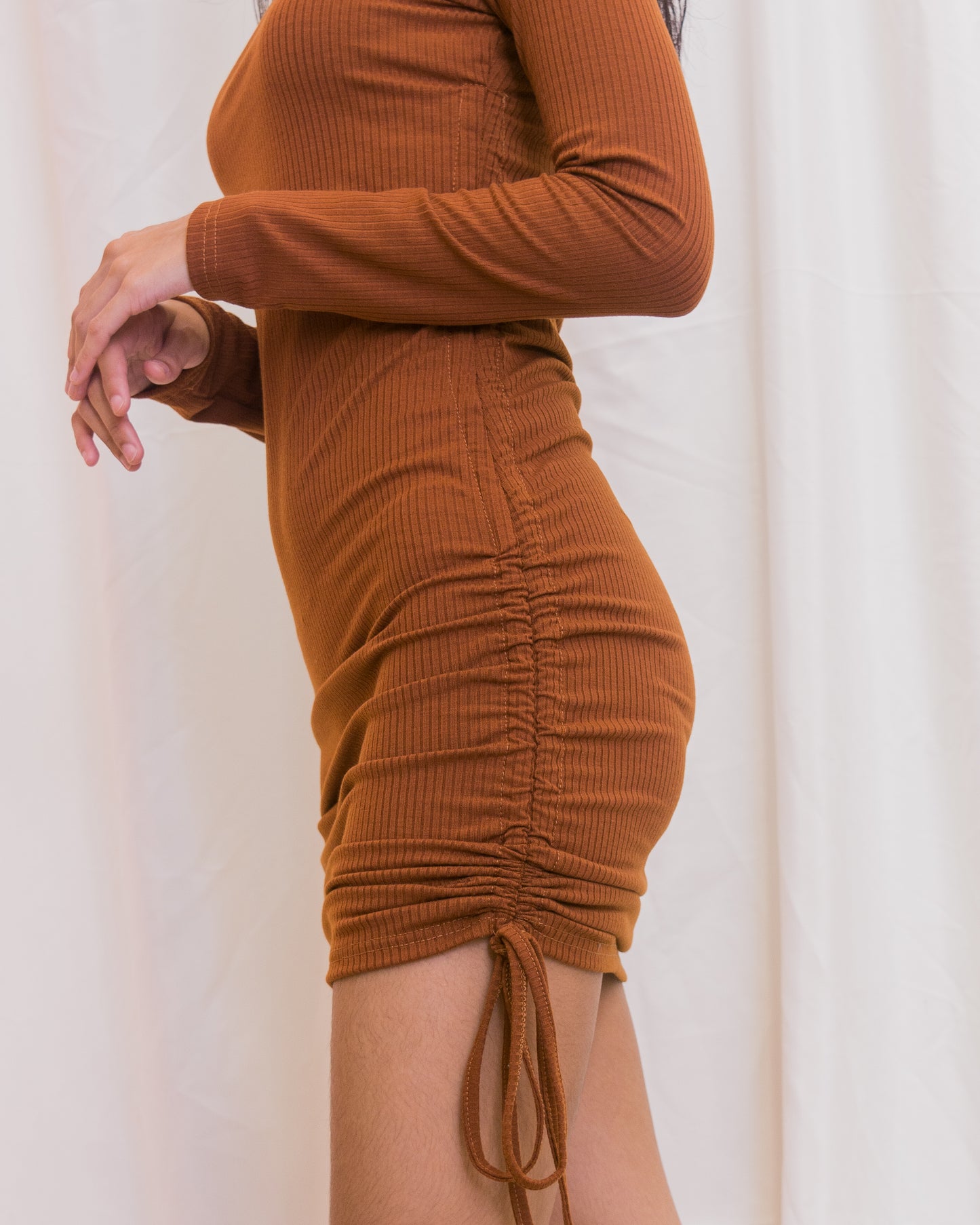 CALLIE Long Sleeve Ruched Bodycon Dress