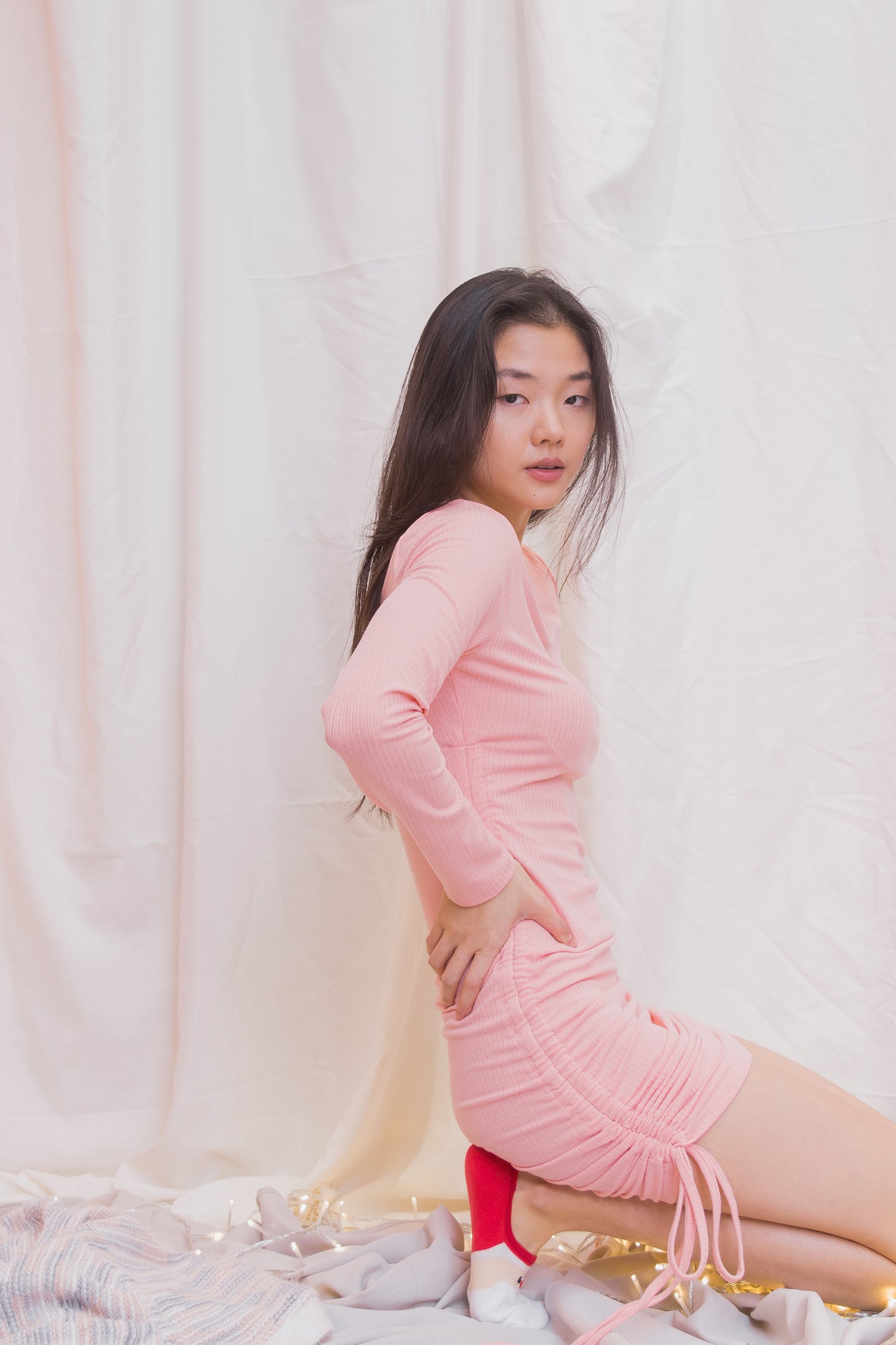 CALLIE Long Sleeve Ruched Bodycon Dress